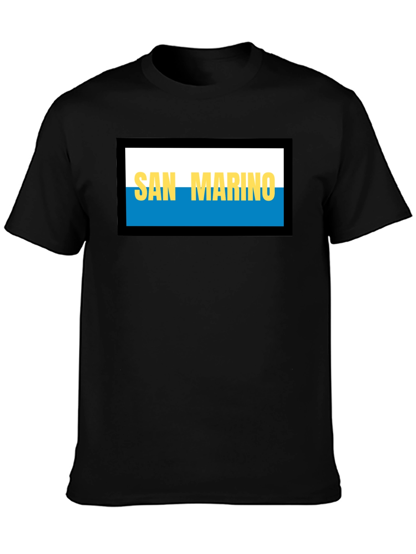 San Marino Flag T-Shirt - Black Crew Neck Tee