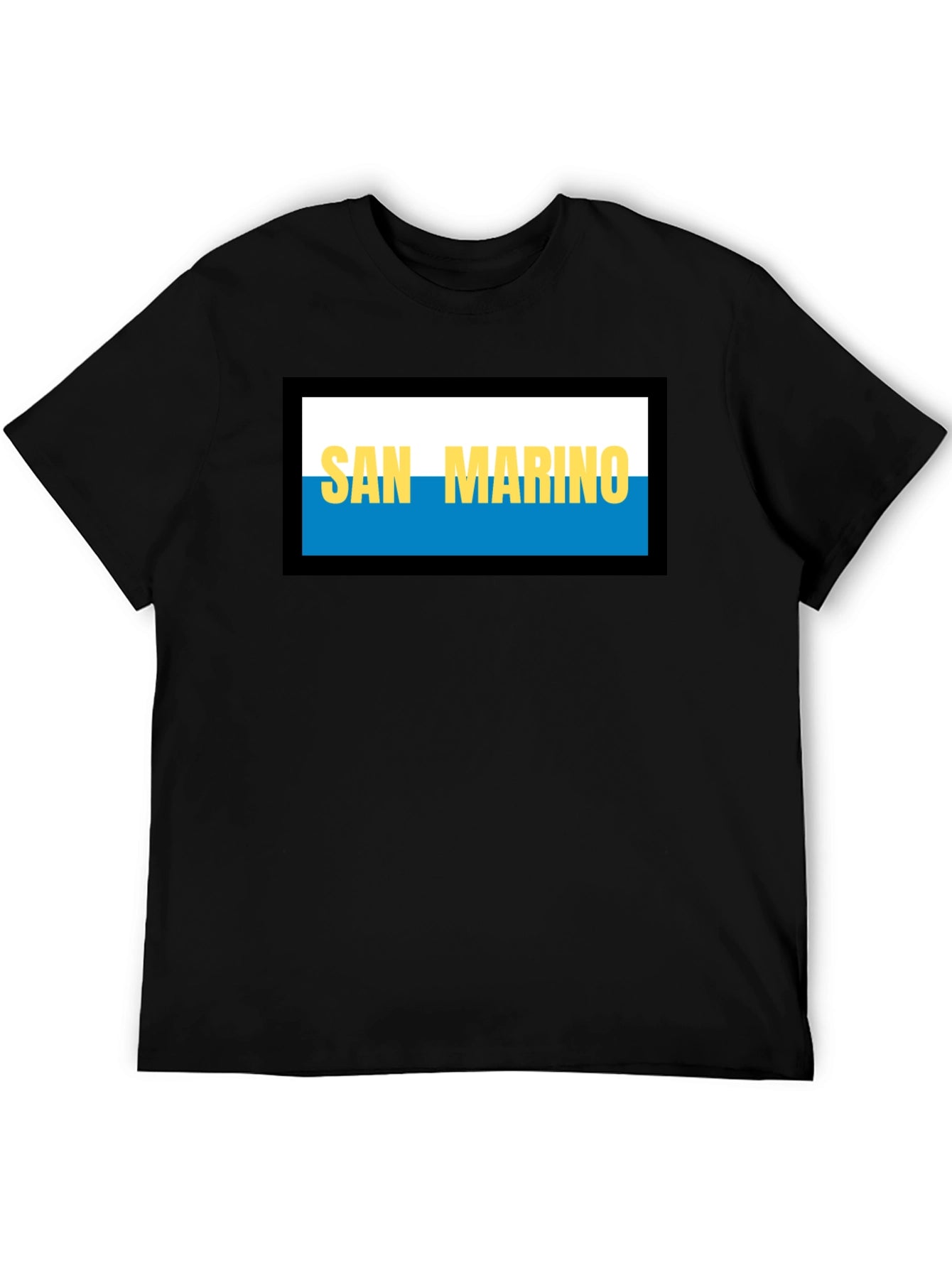 San Marino Flag T-Shirt - Black Crew Neck Tee