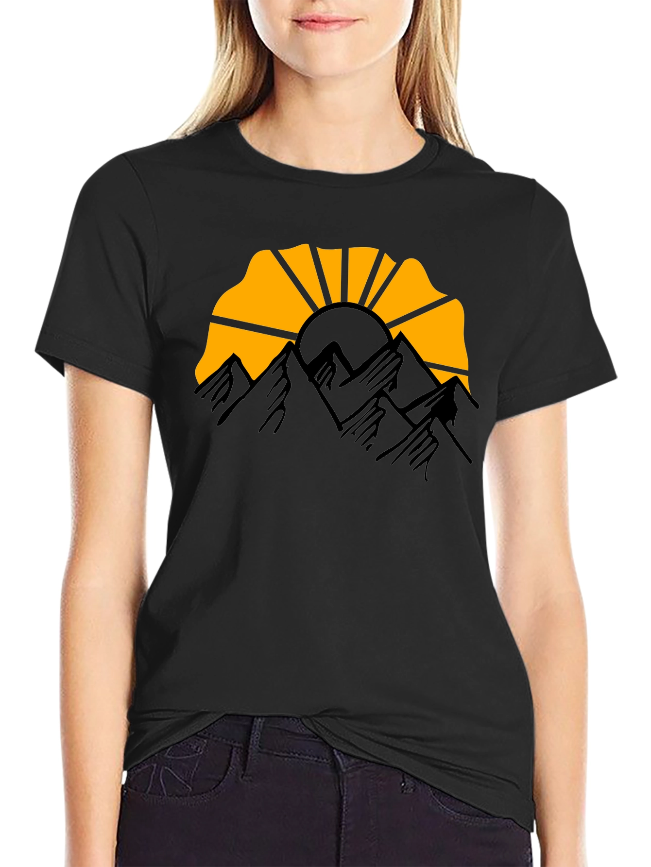 Mountain Sunset Graphic Tee - Black