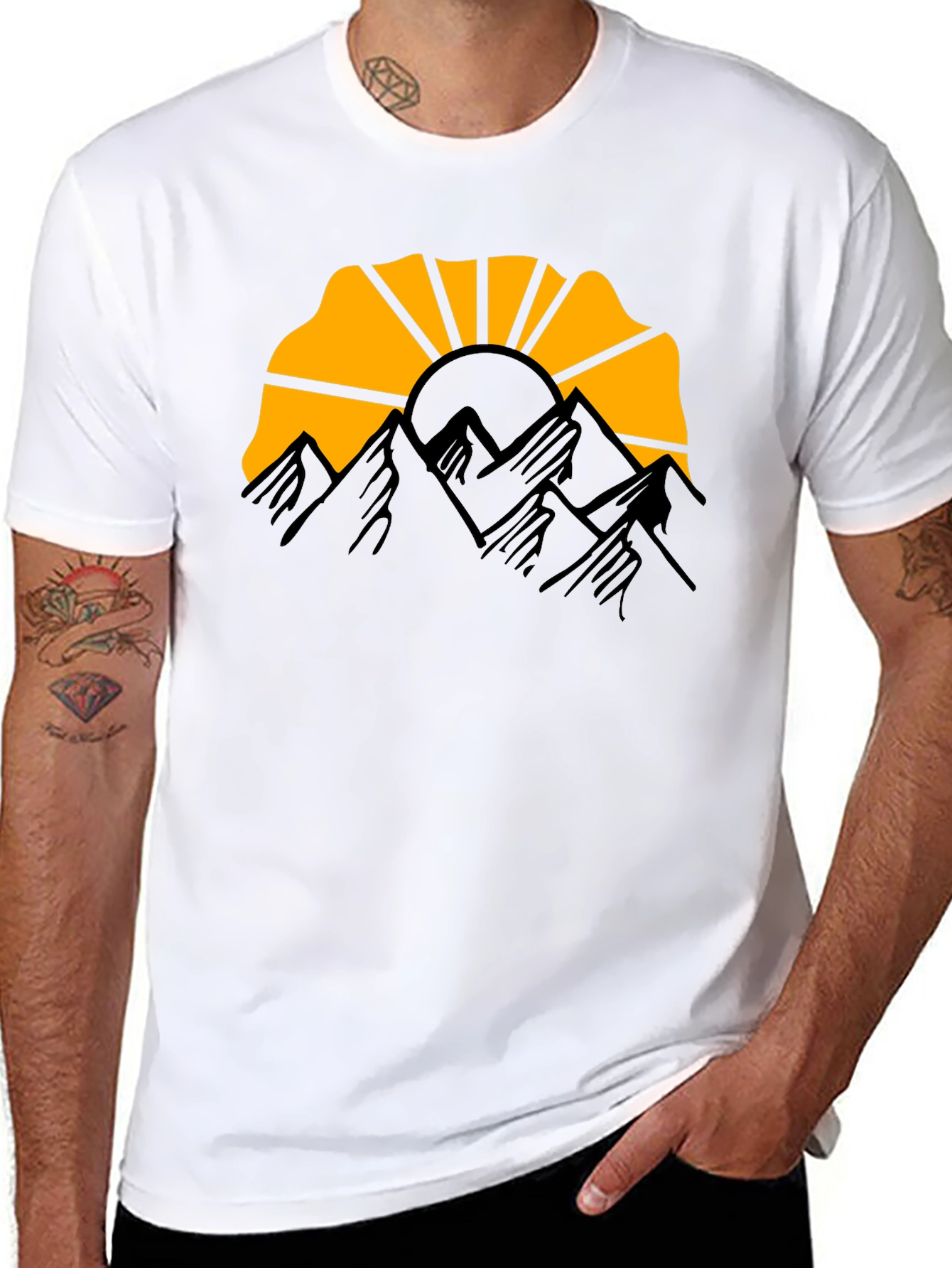 Mountain Sunset Graphic Tee - Black