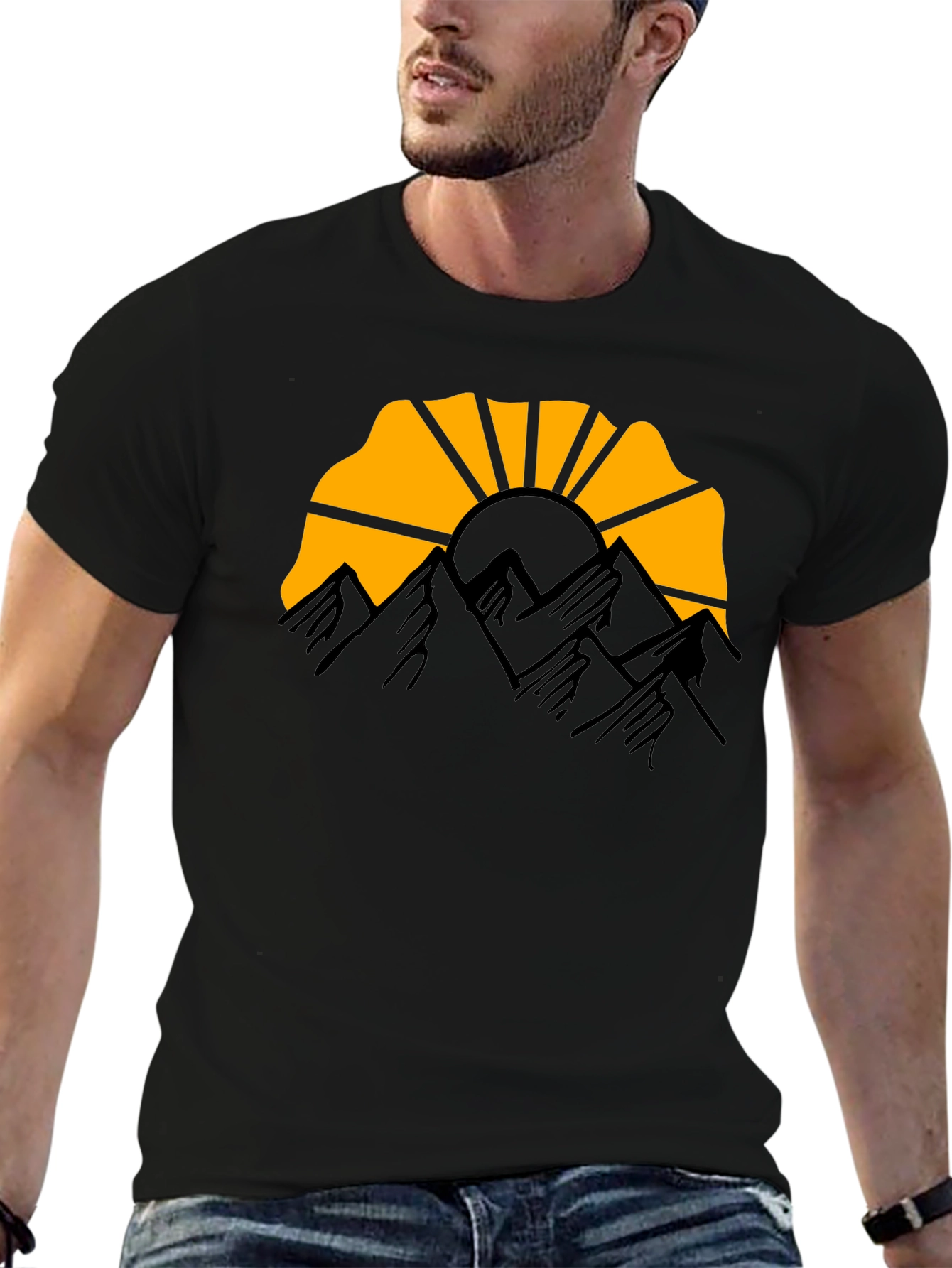 Mountain Sunset Graphic Tee - Black