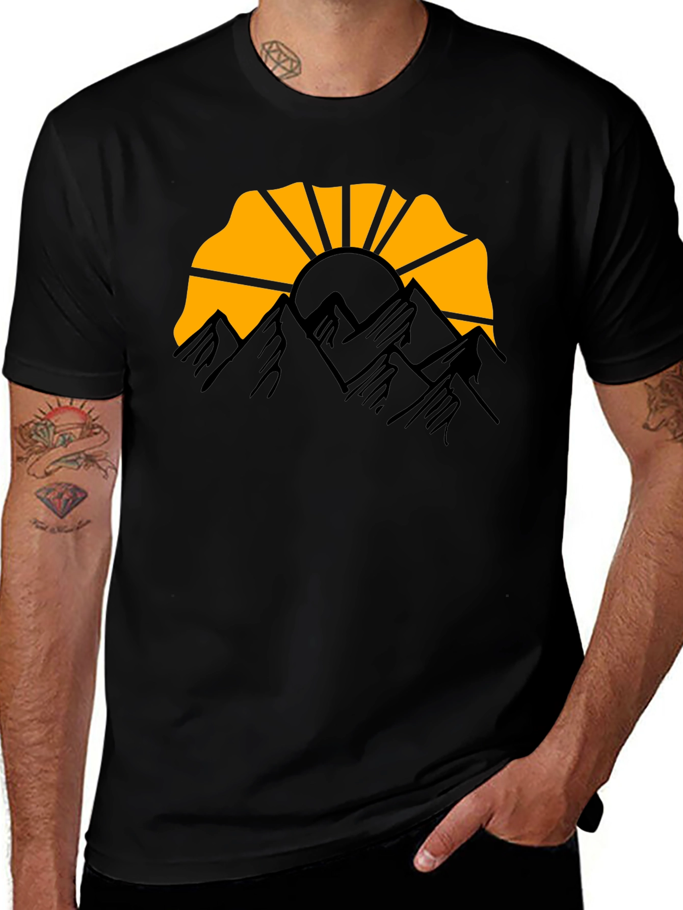 Mountain Sunset Graphic Tee - Black