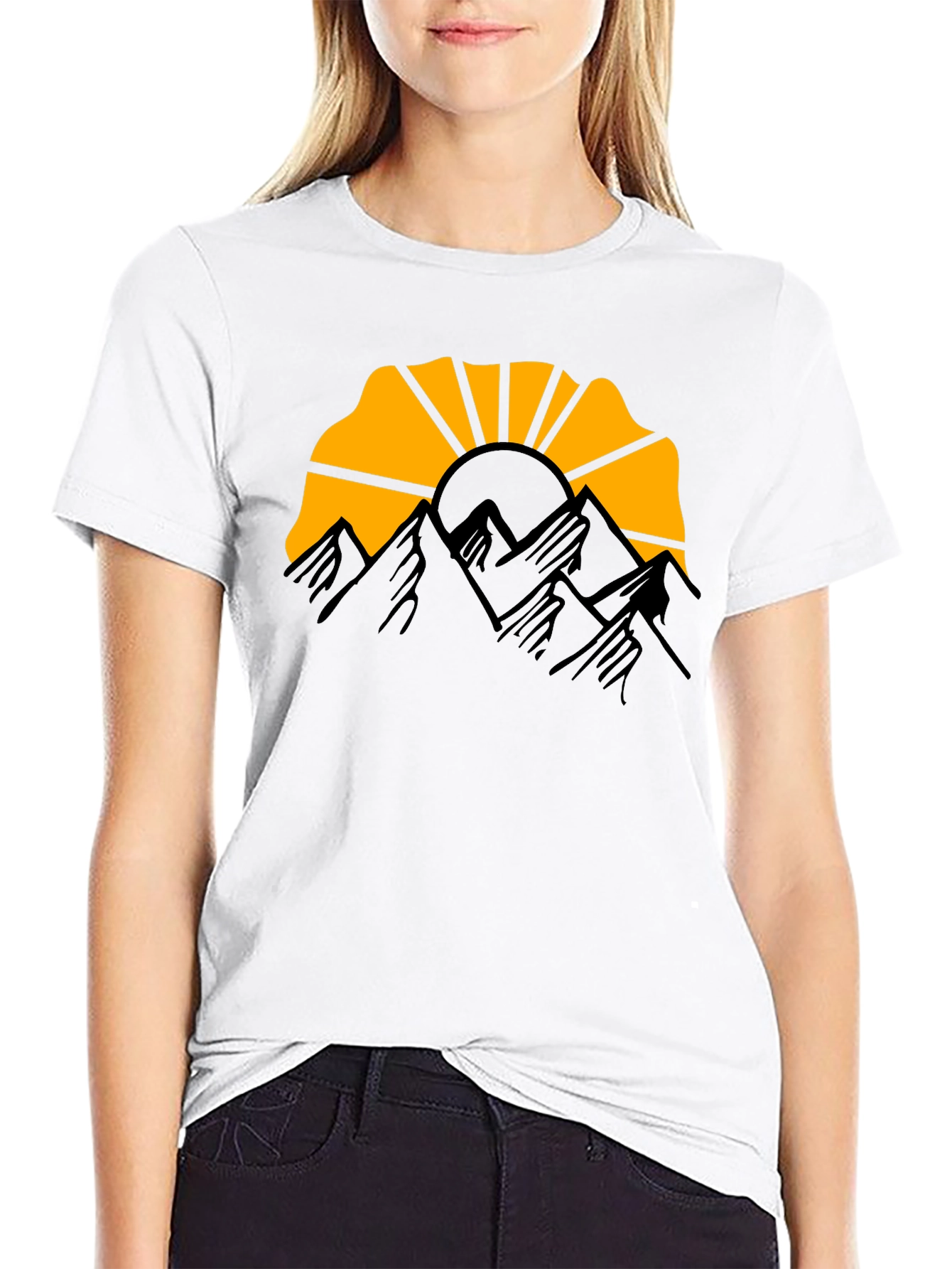 Mountain Sunset Graphic Tee - Black