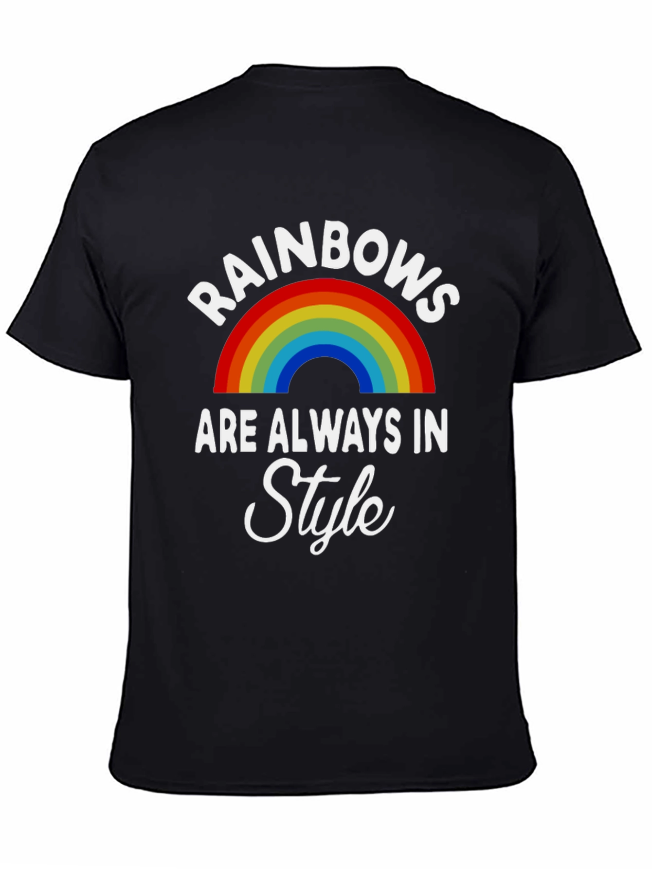 Rainbows Always in Style Black T-Shirt