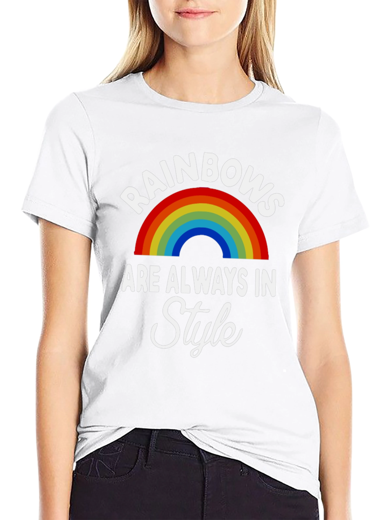 Rainbows Always in Style Black T-Shirt