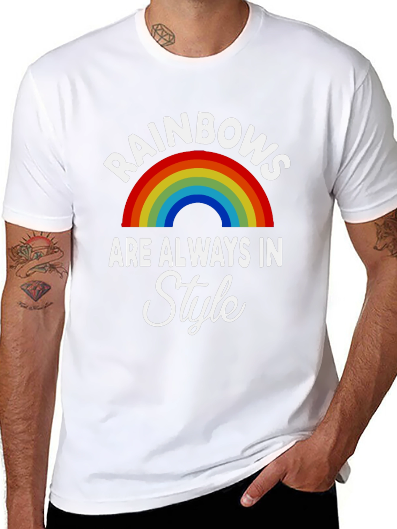 Rainbows Always in Style Black T-Shirt