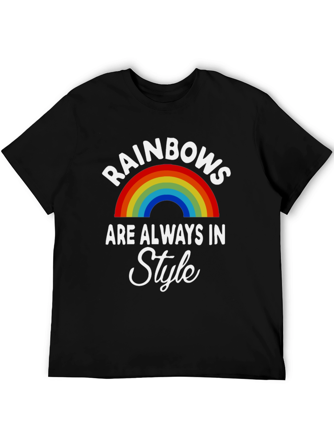 Rainbows Always in Style Black T-Shirt