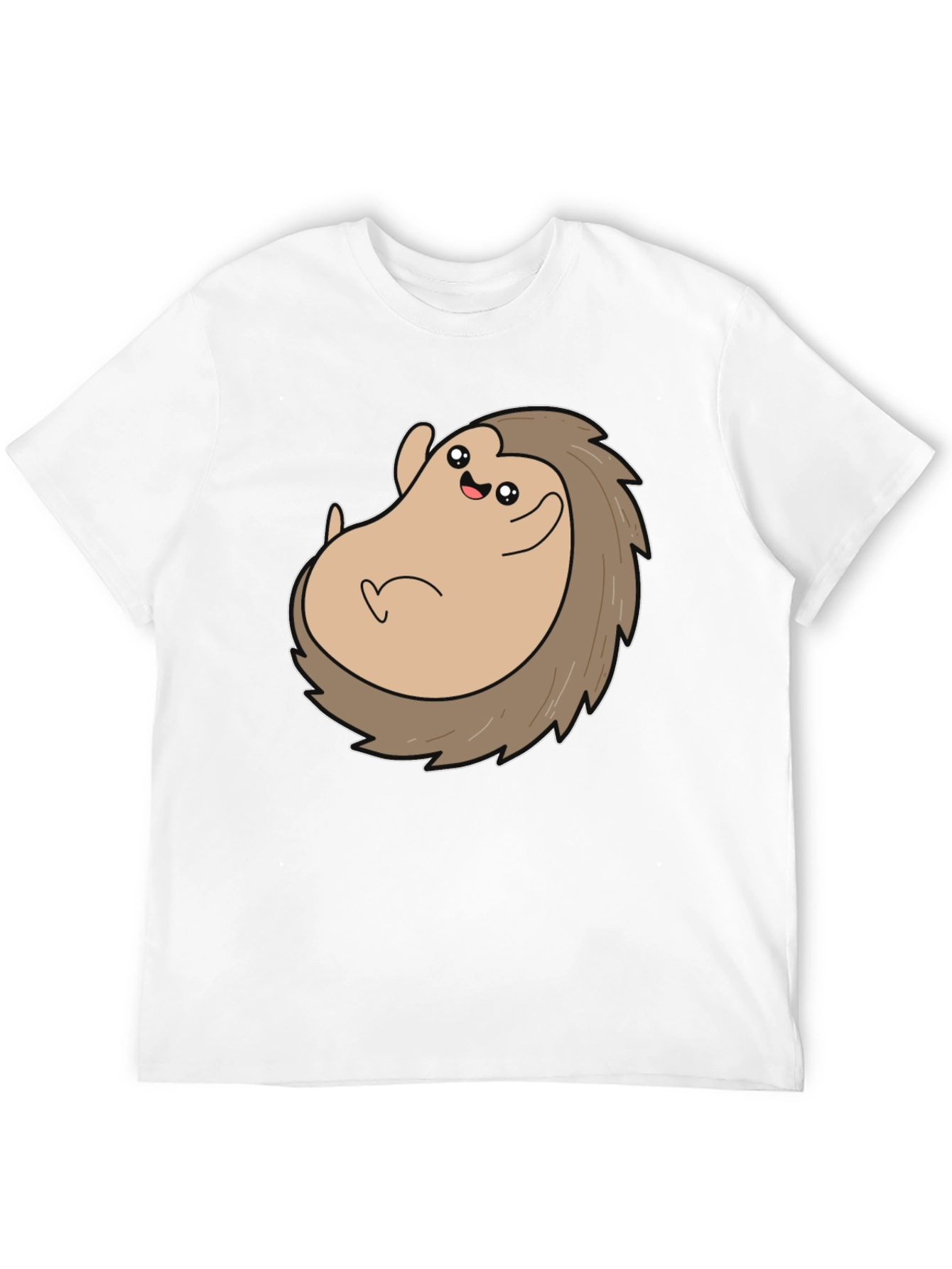 Cute Hedgehog Graphic Tee - Black Cotton T-Shirt