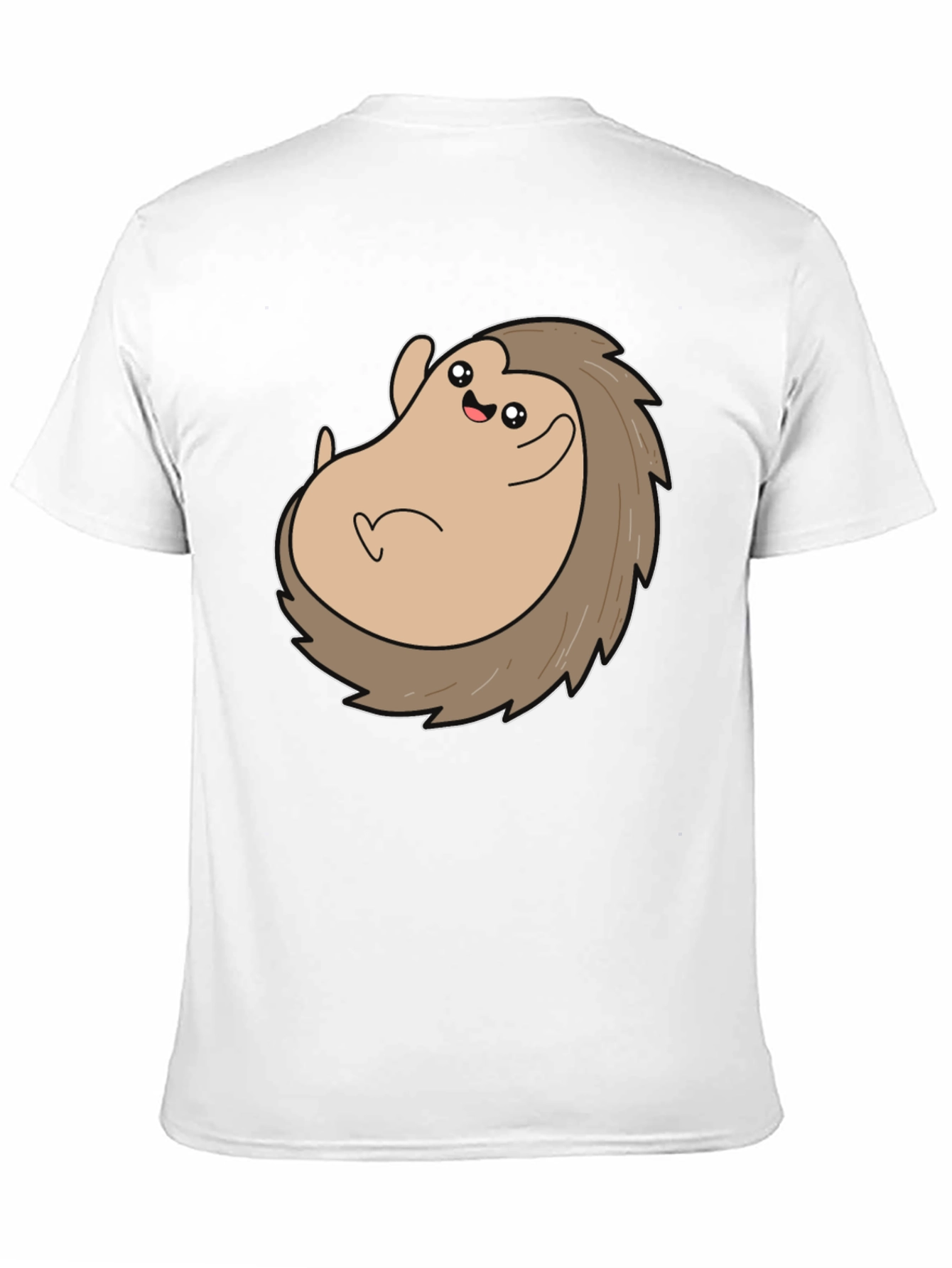 Cute Hedgehog Graphic Tee - Black Cotton T-Shirt