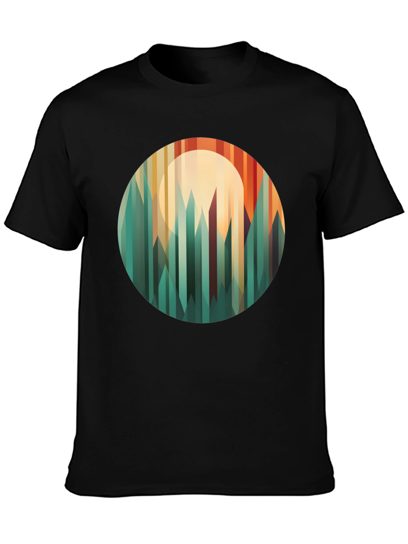 Geometric Mountainscape Graphic Tee - Modern Style