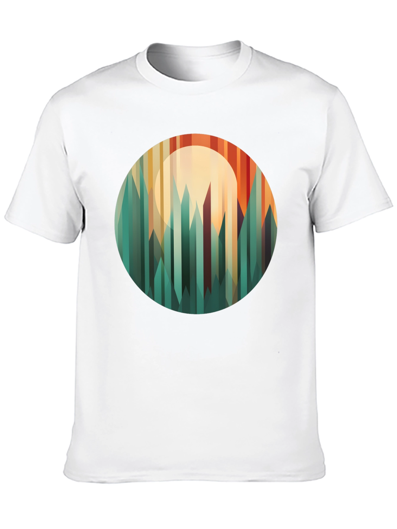 Geometric Mountainscape Graphic Tee - Modern Style