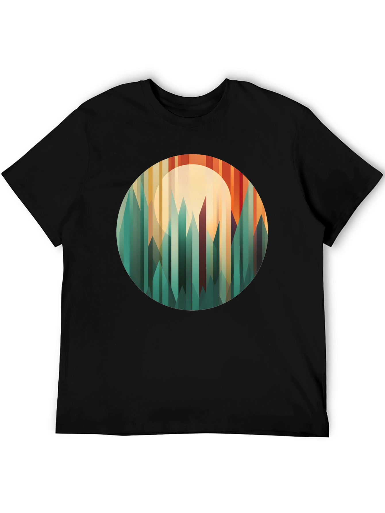 Geometric Mountainscape Graphic Tee - Modern Style