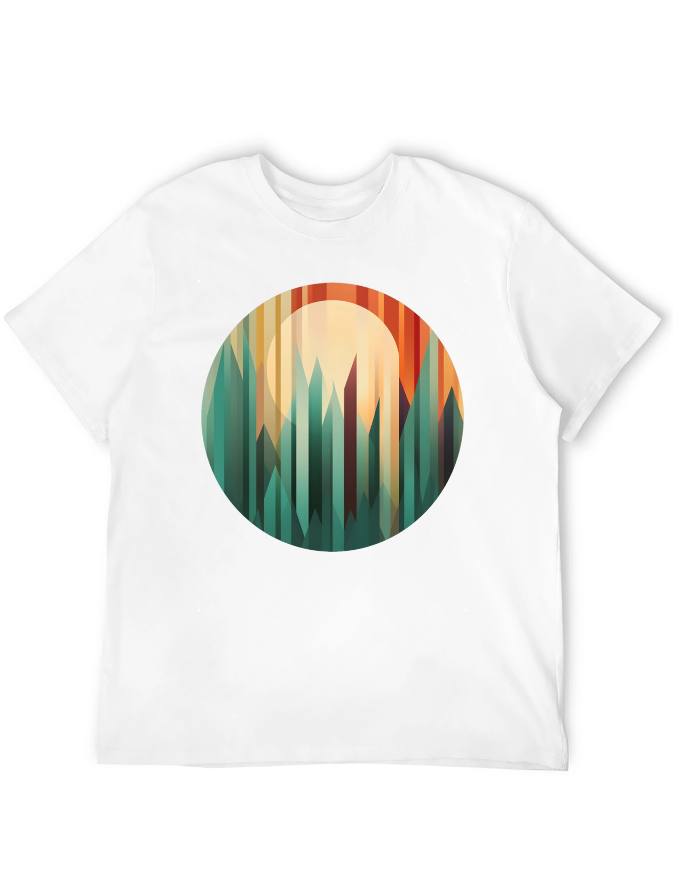 Geometric Mountainscape Graphic Tee - Modern Style
