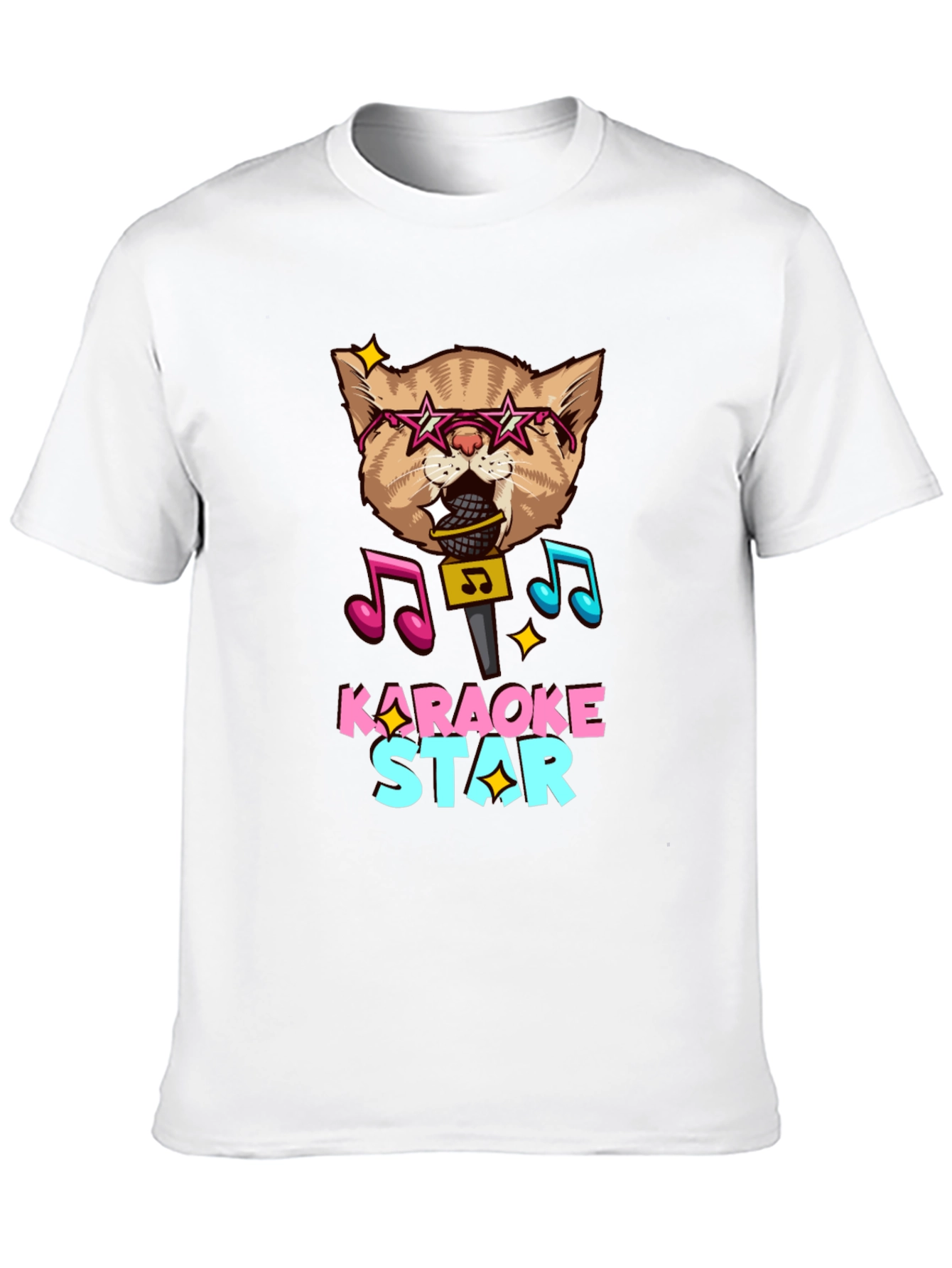Karaoke Star Cat Graphic Tee - Black