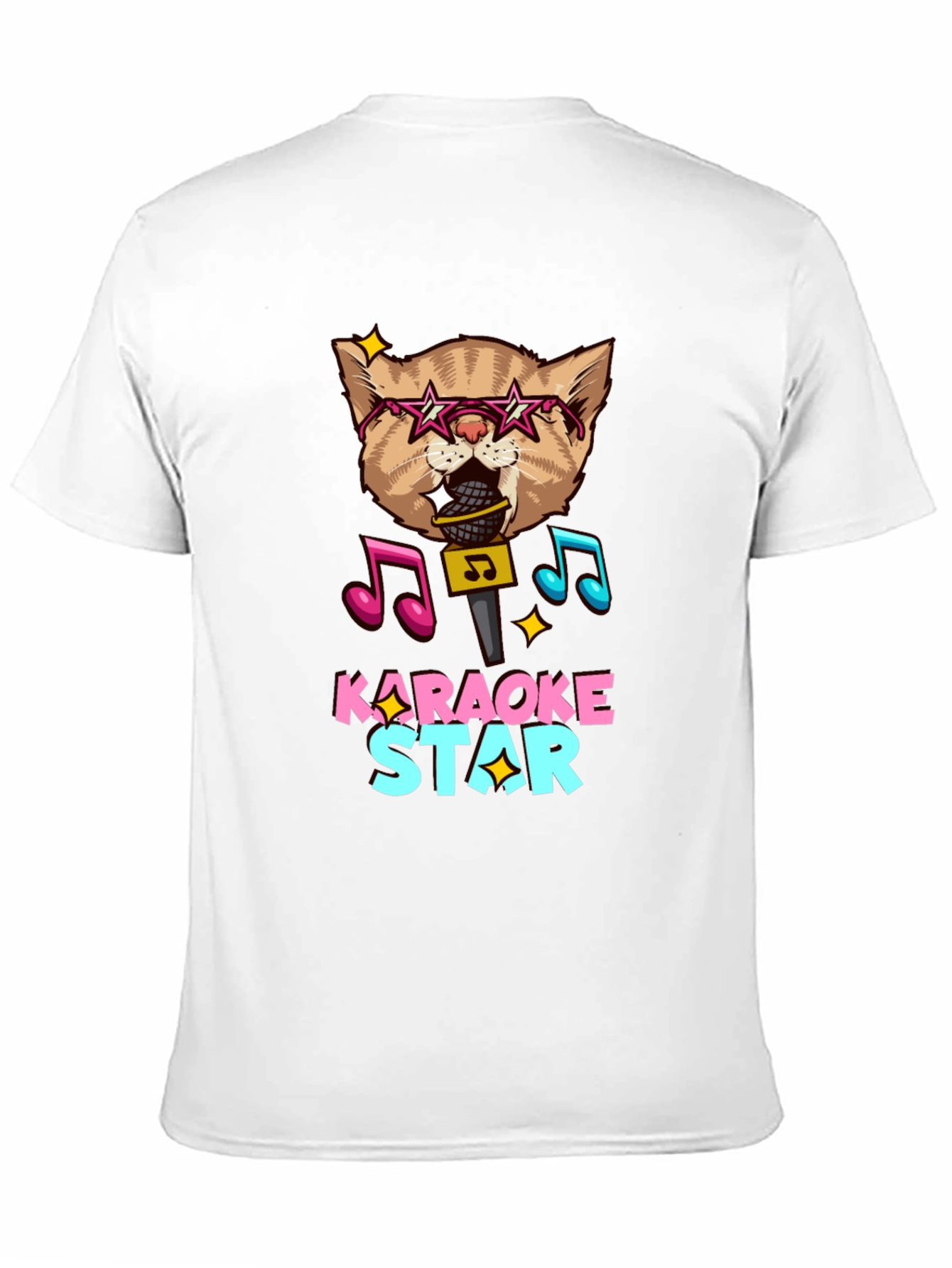 Karaoke Star Cat Graphic Tee - Black