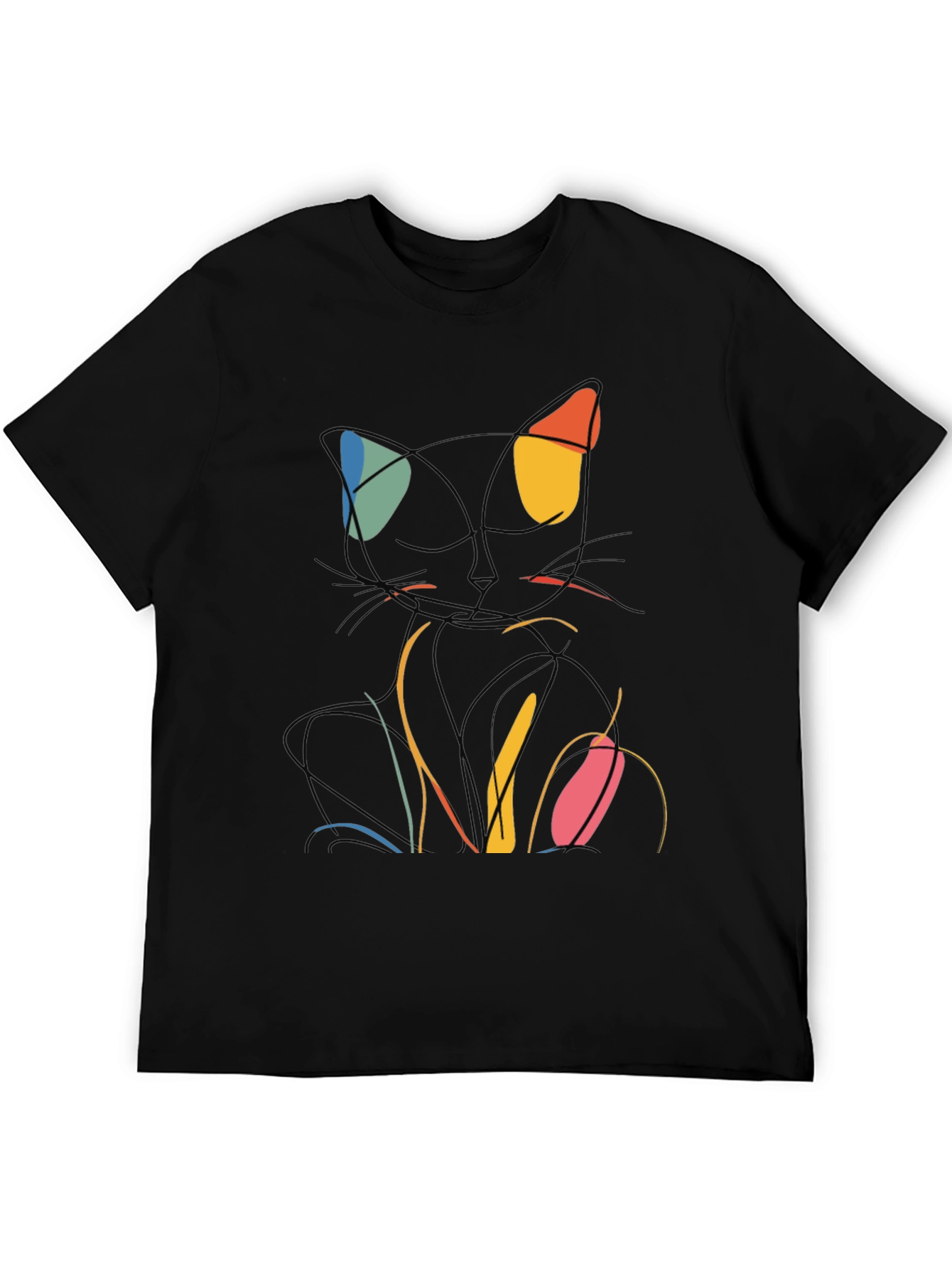 Abstract Cat Line Art Graphic T-Shirt