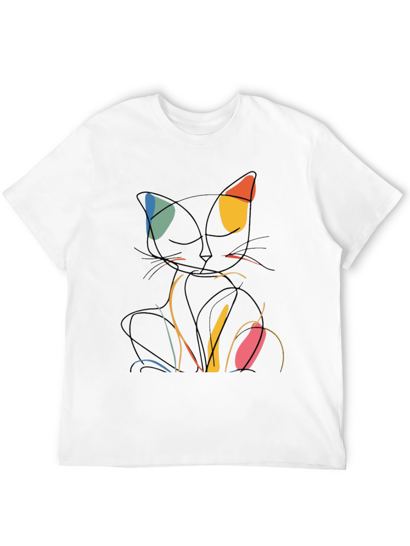 Abstract Cat Line Art Graphic T-Shirt