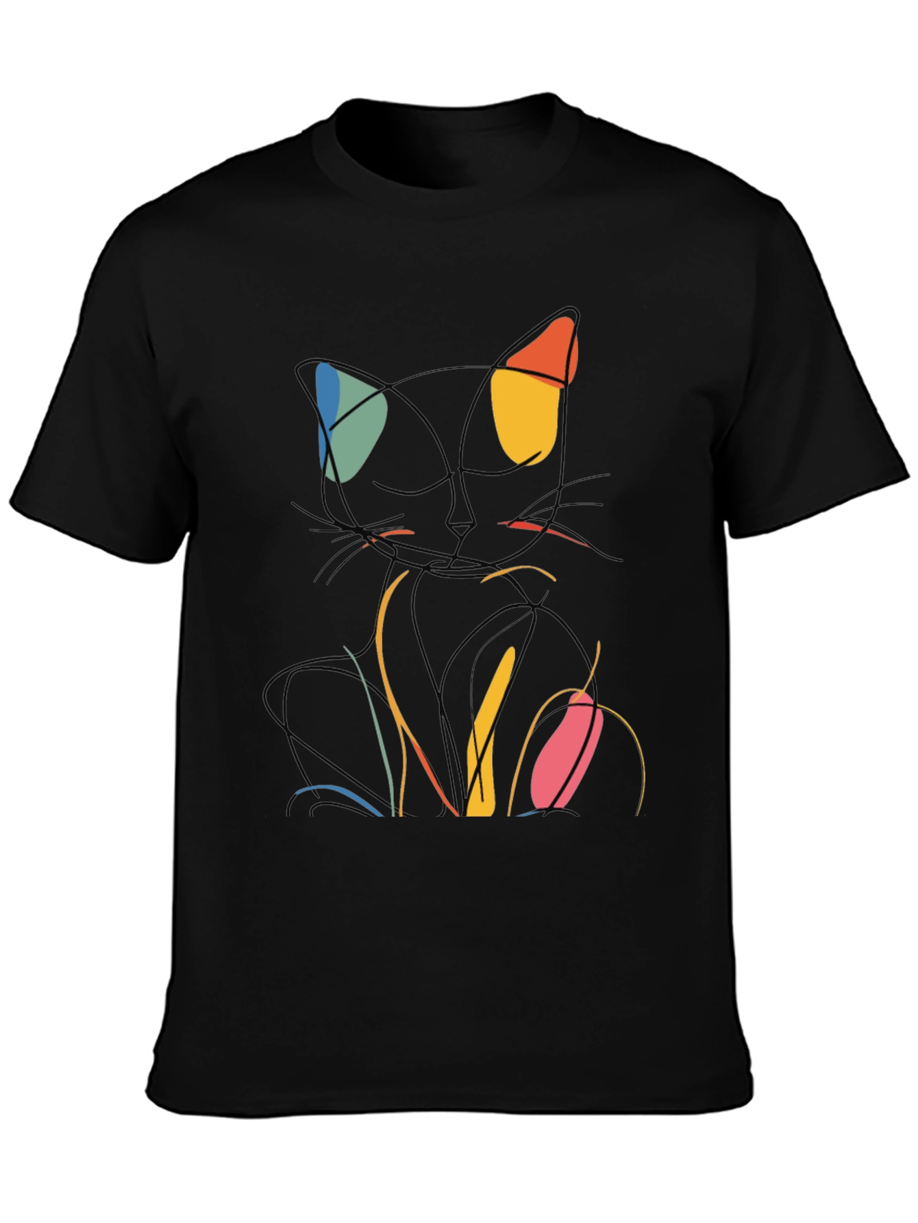 Abstract Cat Line Art Graphic T-Shirt