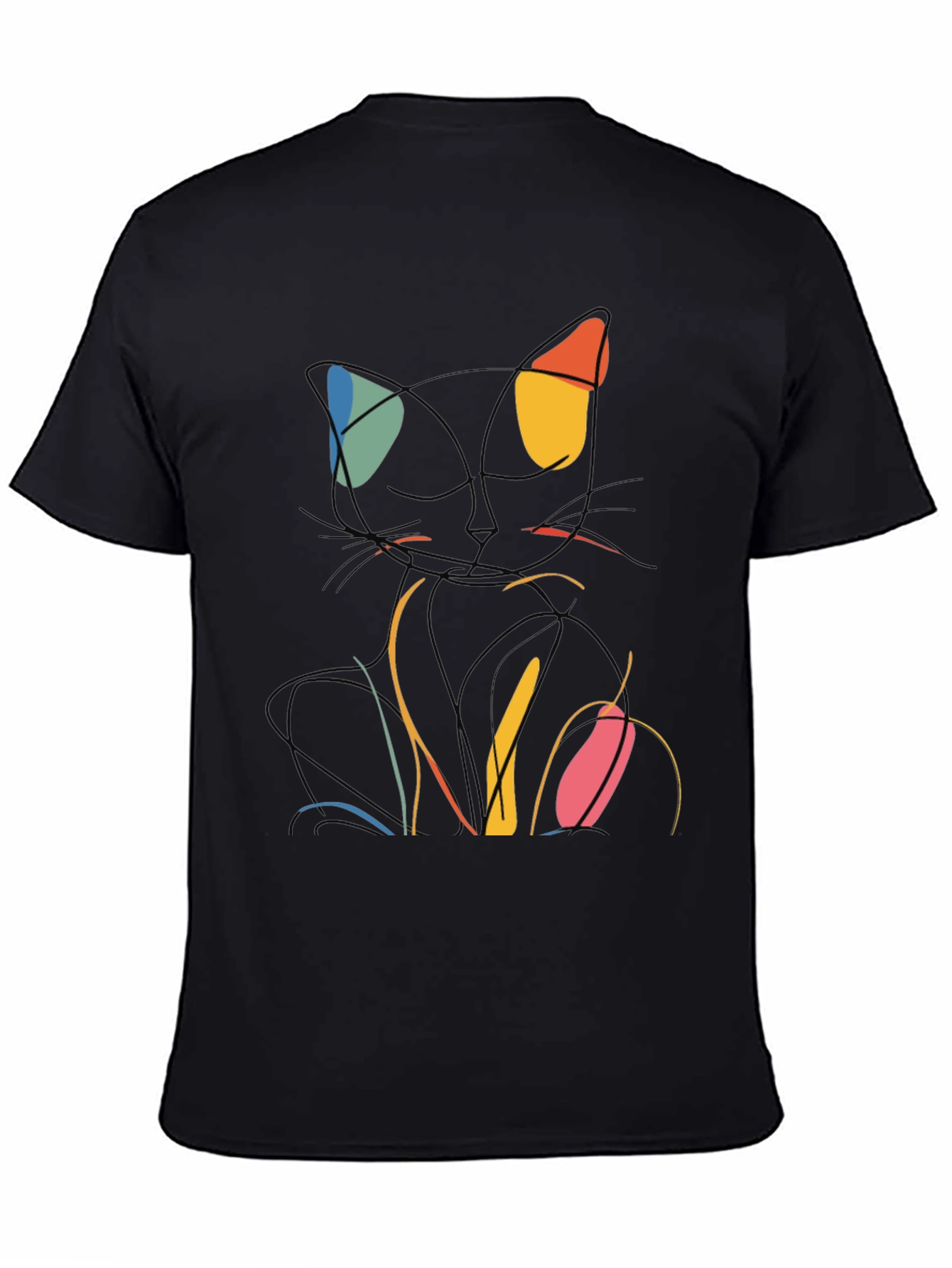 Abstract Cat Line Art Graphic T-Shirt