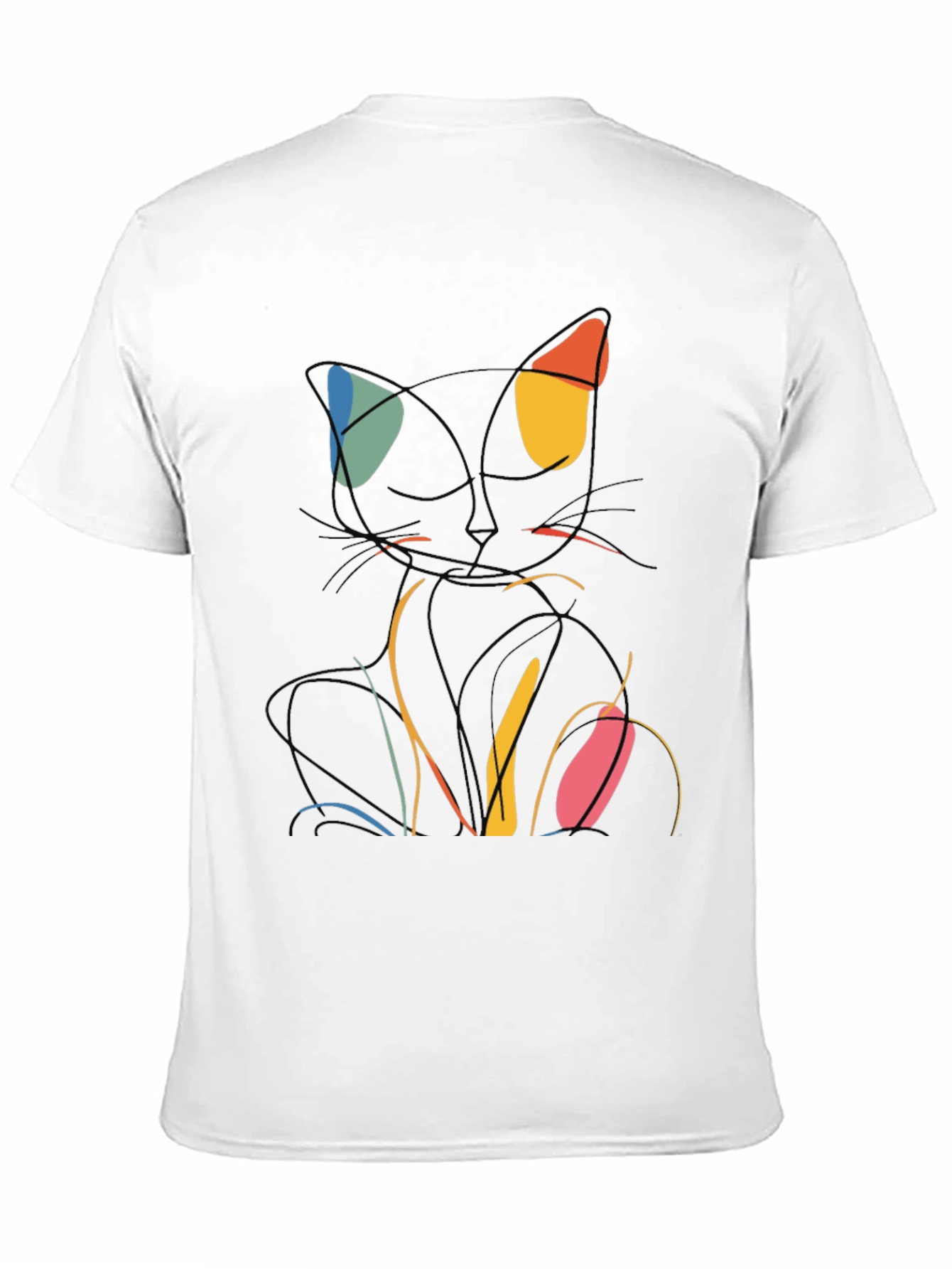 Abstract Cat Line Art Graphic T-Shirt