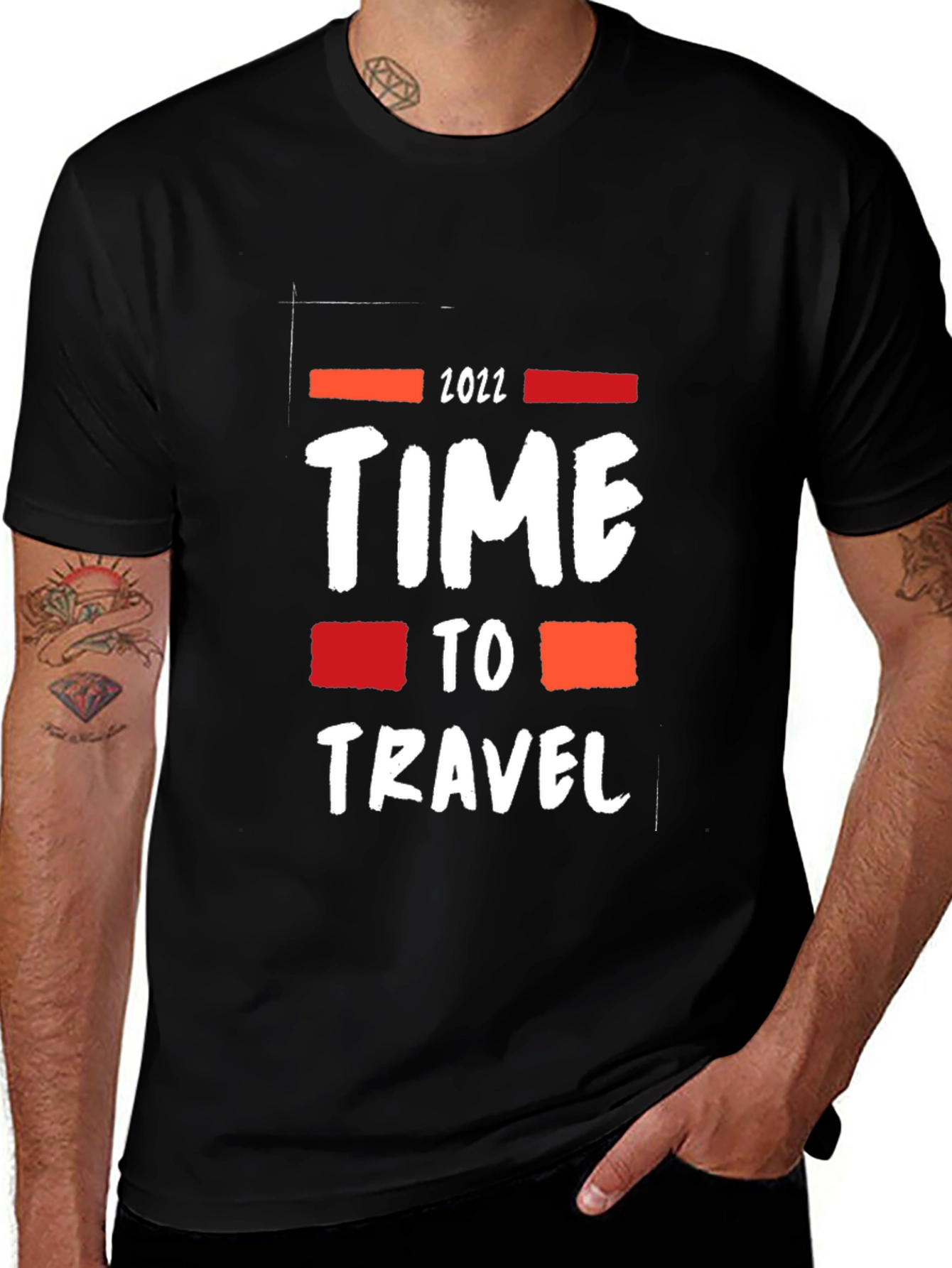 Time to Travel 2022 Black Graphic T-Shirt