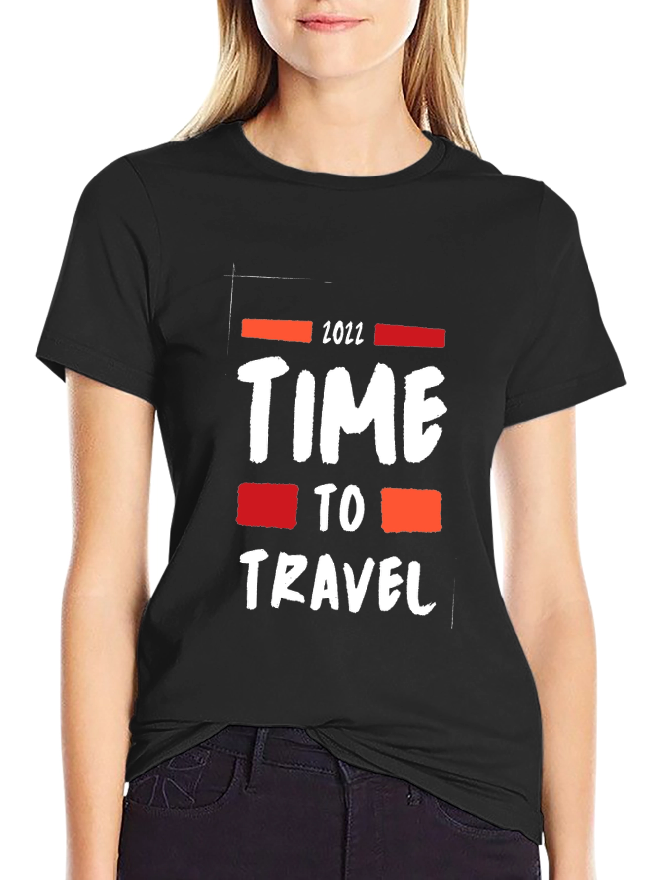Time to Travel 2022 Black Graphic T-Shirt