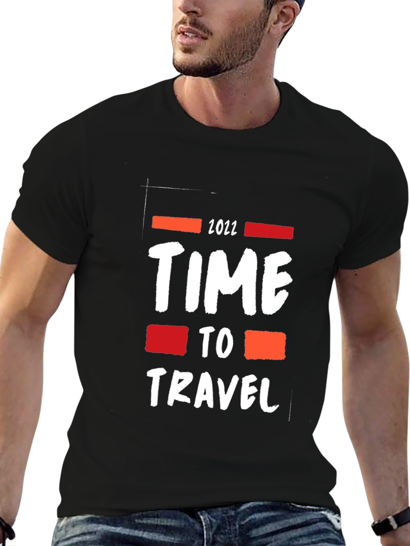 Time to Travel 2022 Black Graphic T-Shirt