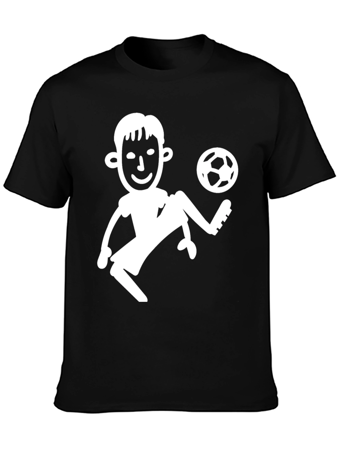 Soccer Player Graphic Tee - Black Cotton T-Shirt