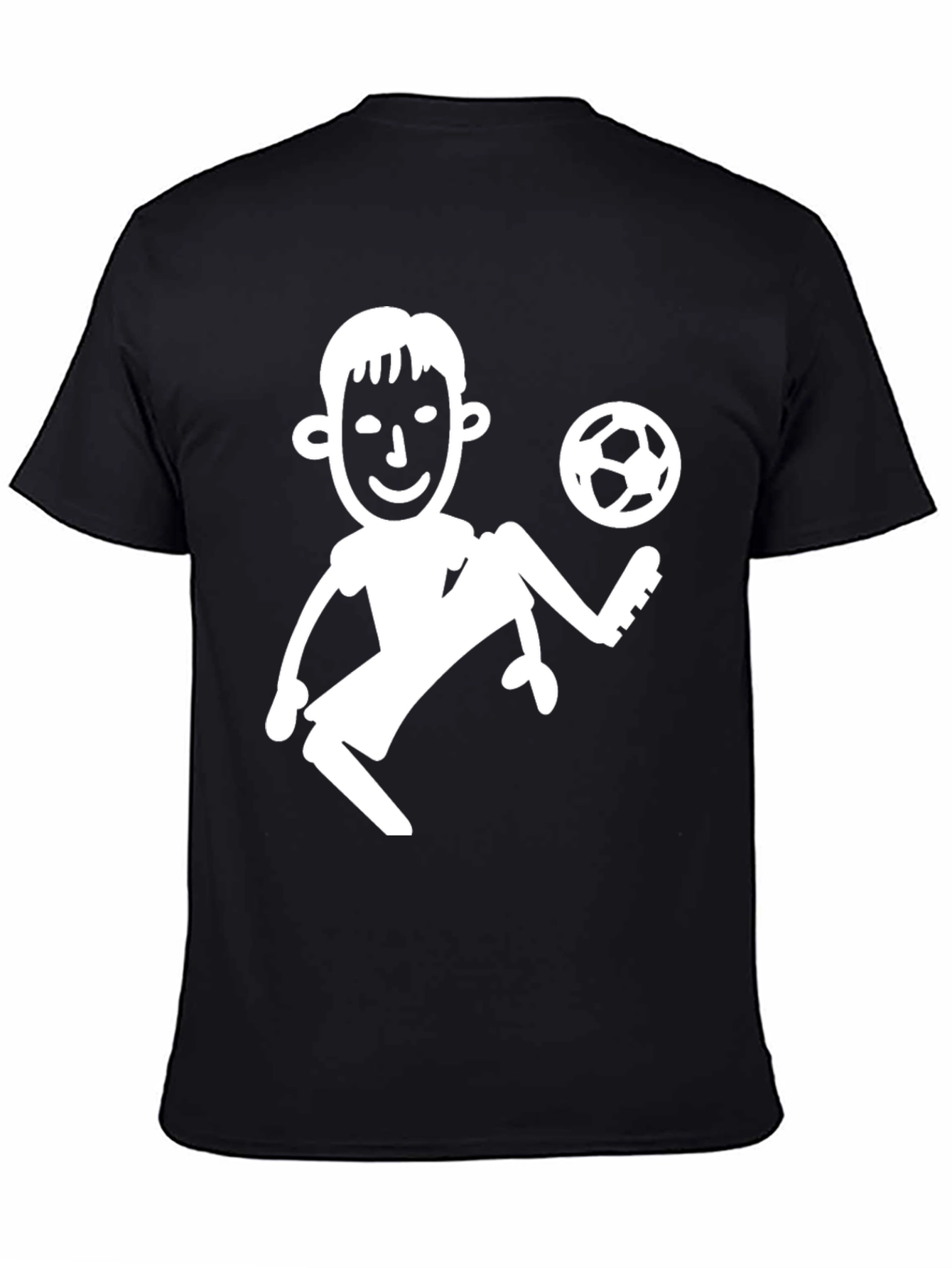 Soccer Player Graphic Tee - Black Cotton T-Shirt