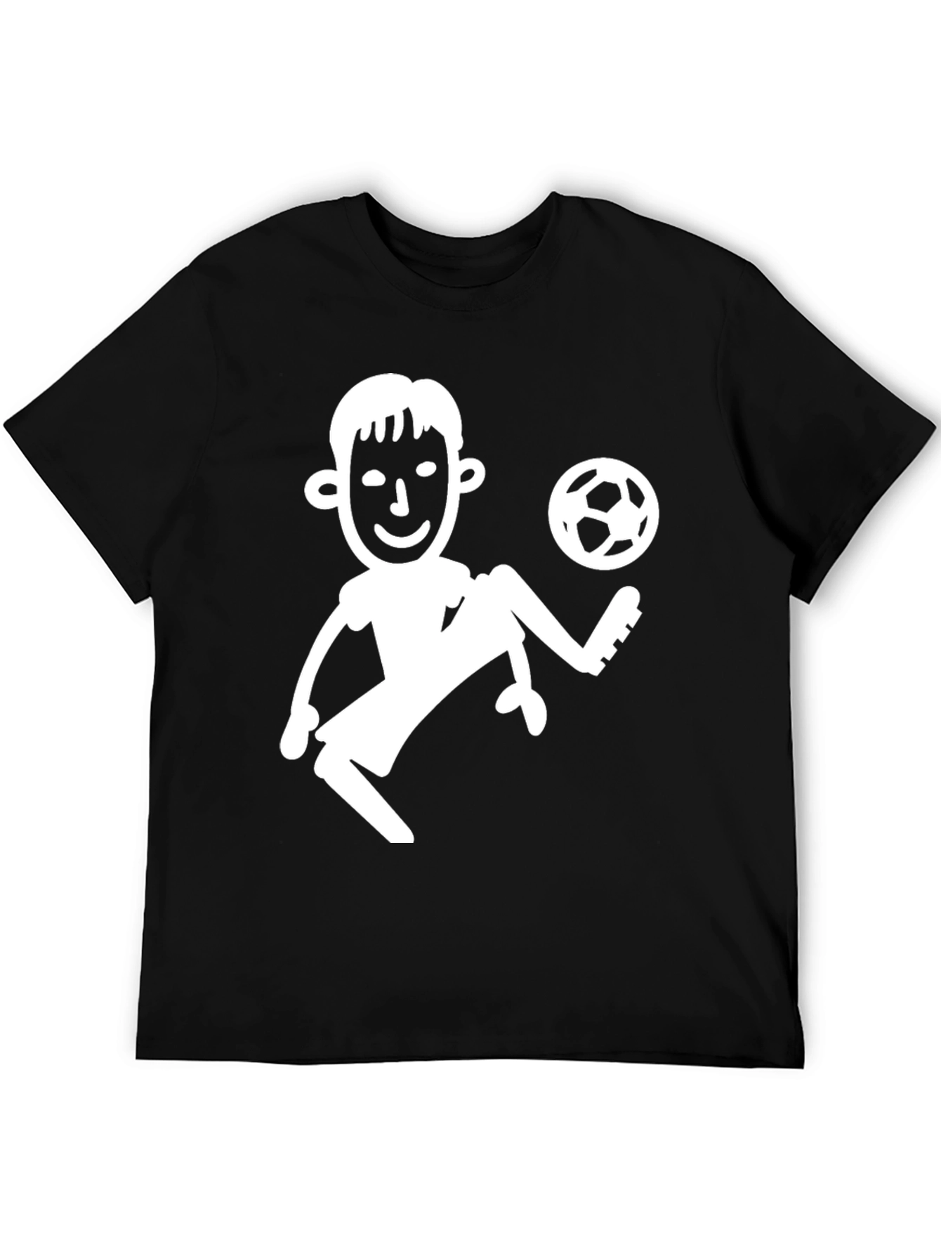 Soccer Player Graphic Tee - Black Cotton T-Shirt