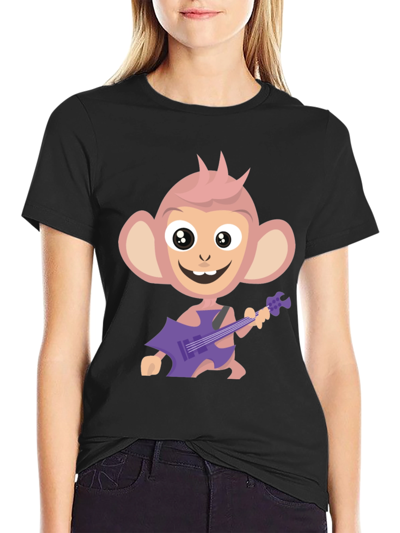 Monkey Guitar Player Graphic Tee - Funky & Fun