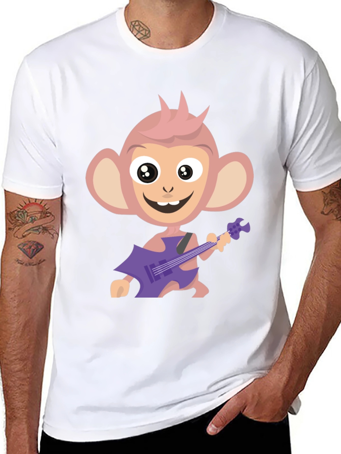 Monkey Guitar Player Graphic Tee - Funky & Fun