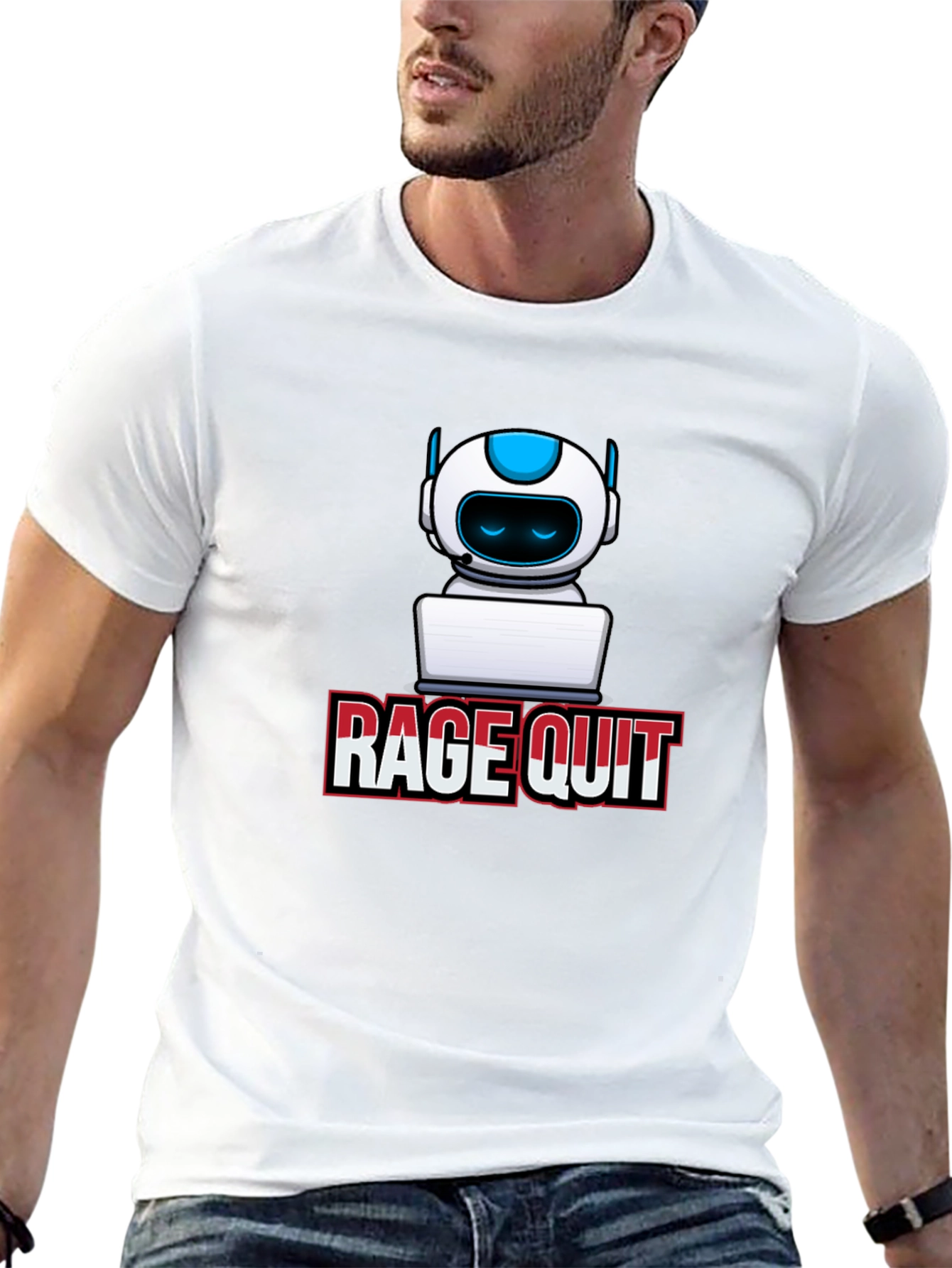Rage Quit Robot Gamer T-Shirt - Black