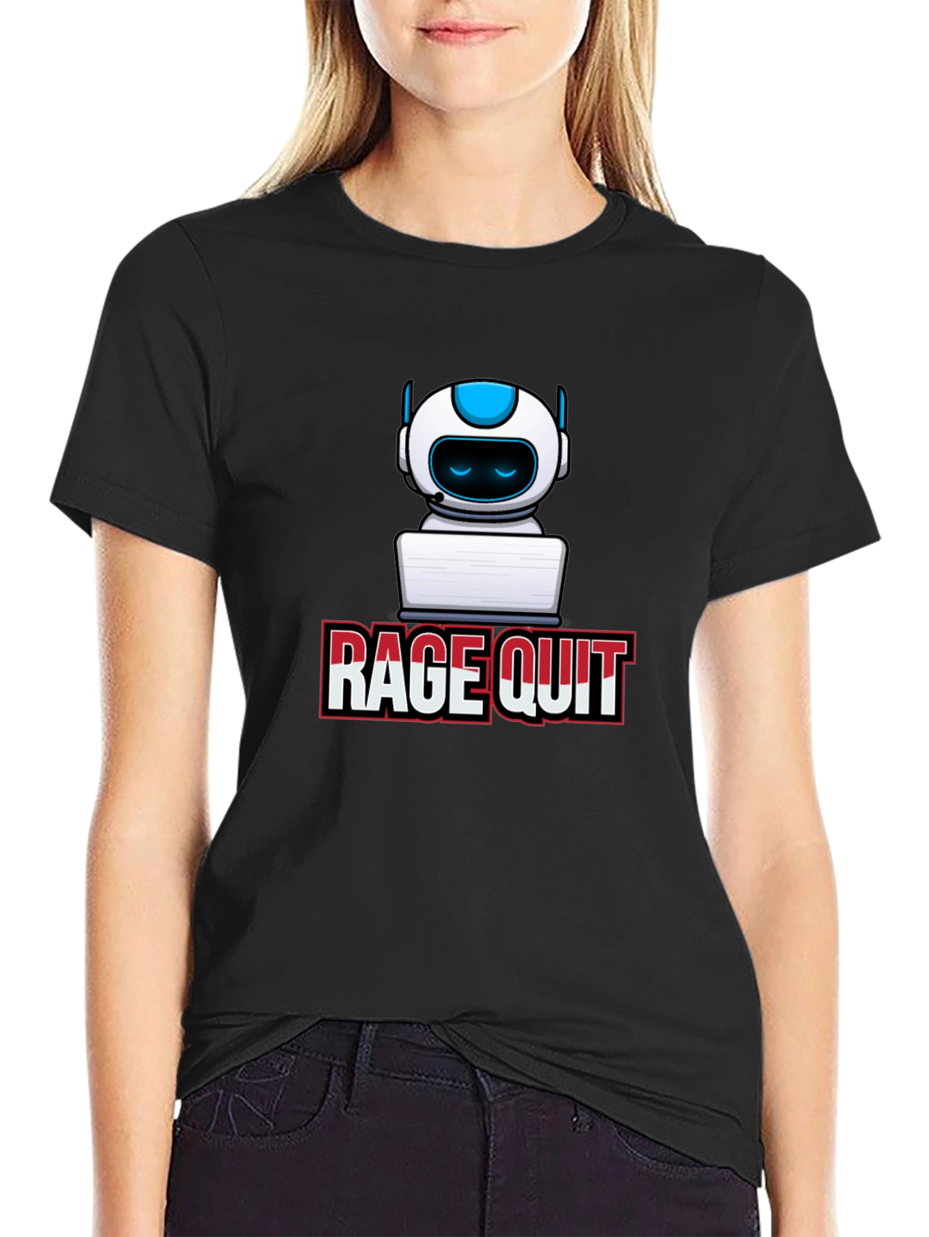 Rage Quit Robot Gamer T-Shirt - Black