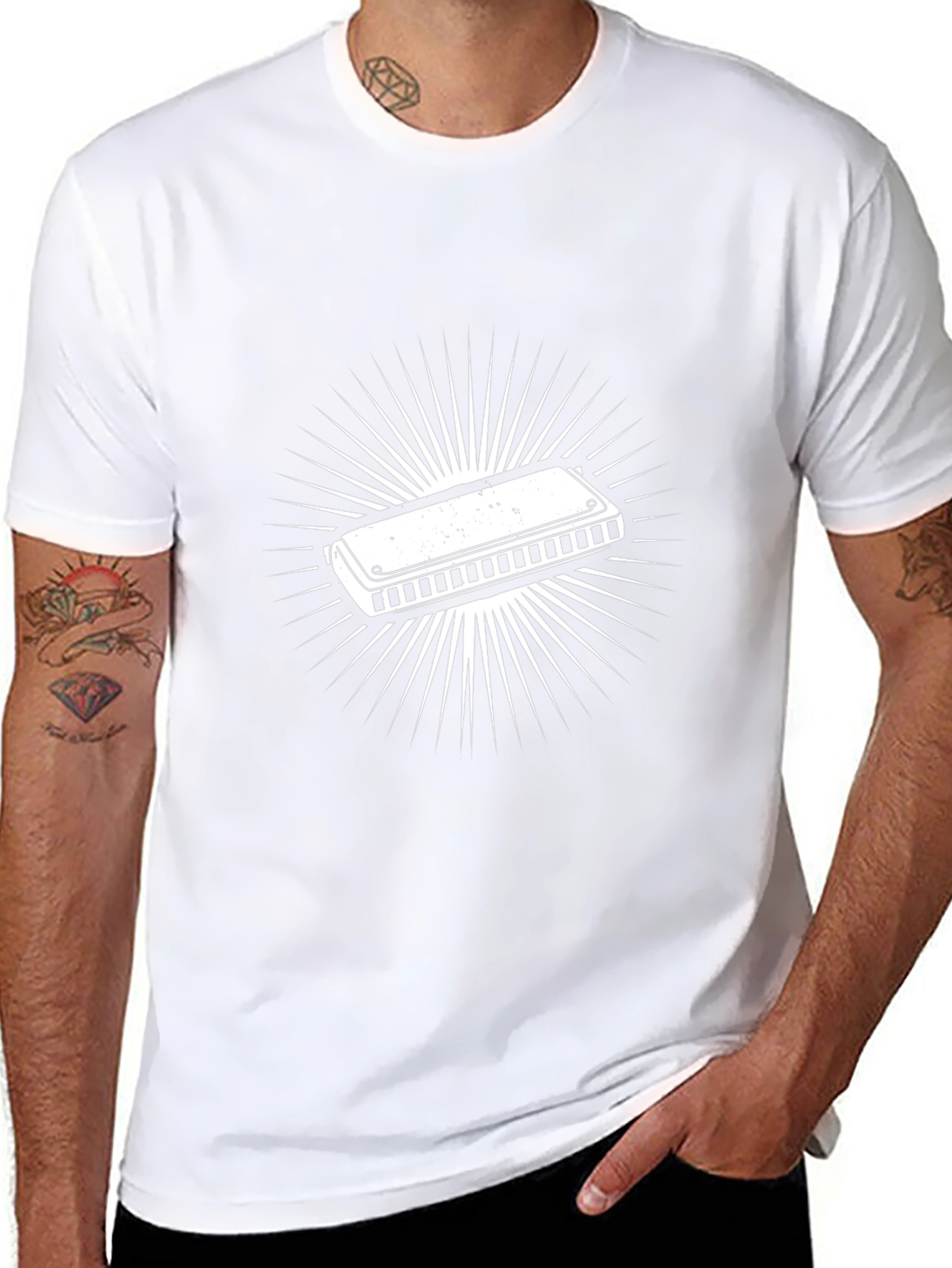Harmonica Graphic Tee - Black Cotton Casual T-Shirt