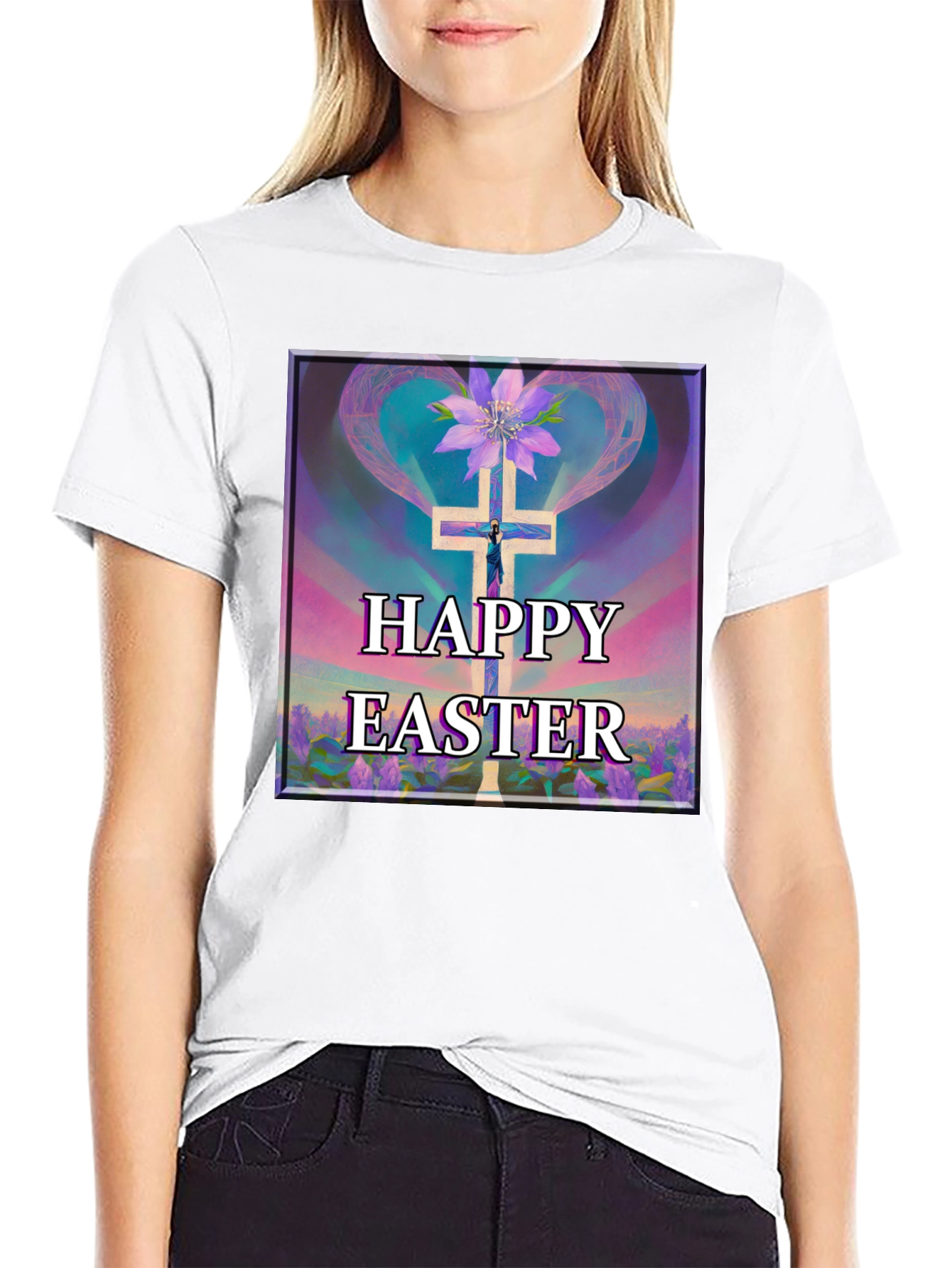 Happy Easter Cross Graphic Tee