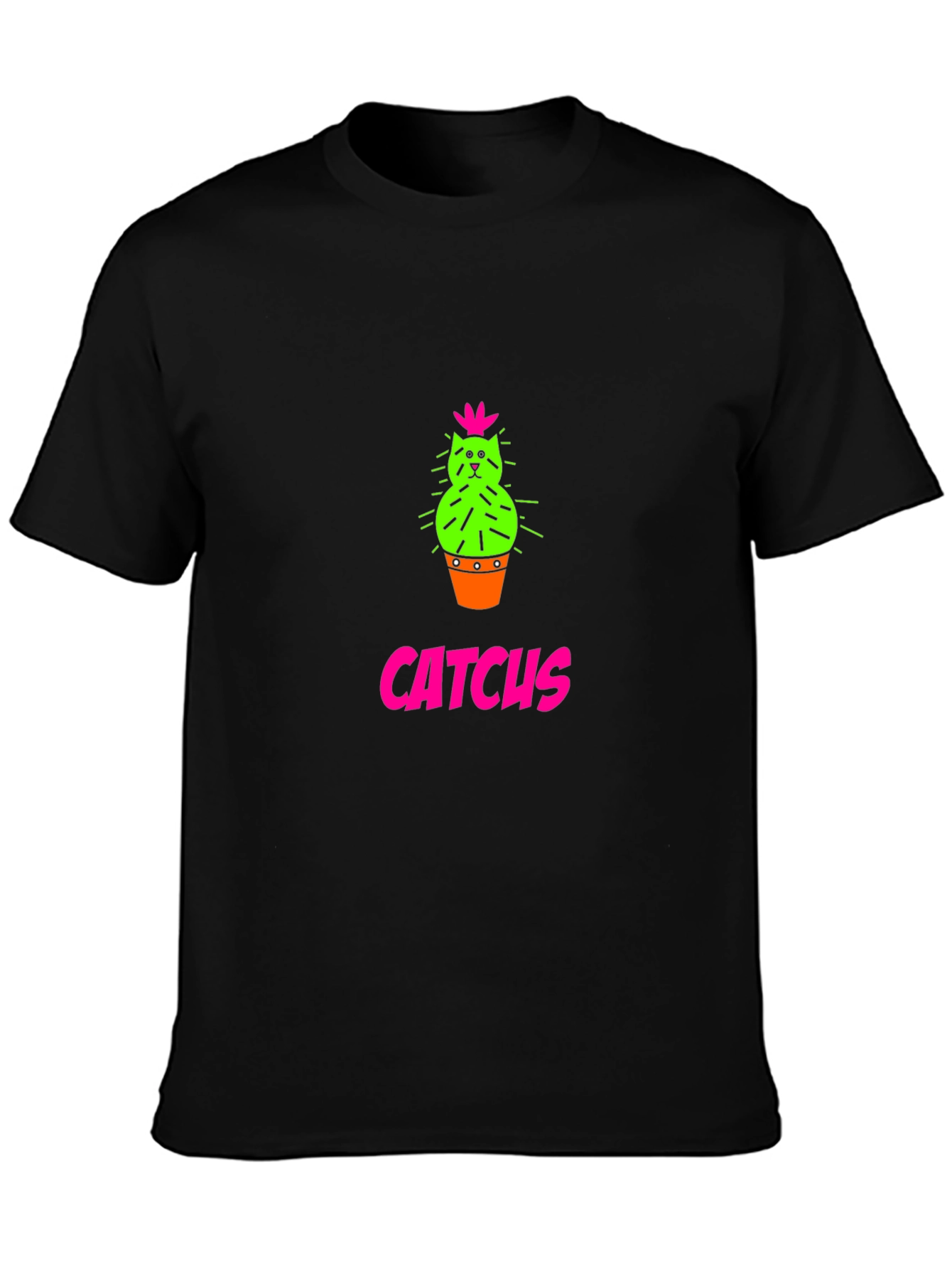 CATCHUS Cactus Cat Graphic T-Shirt - Black