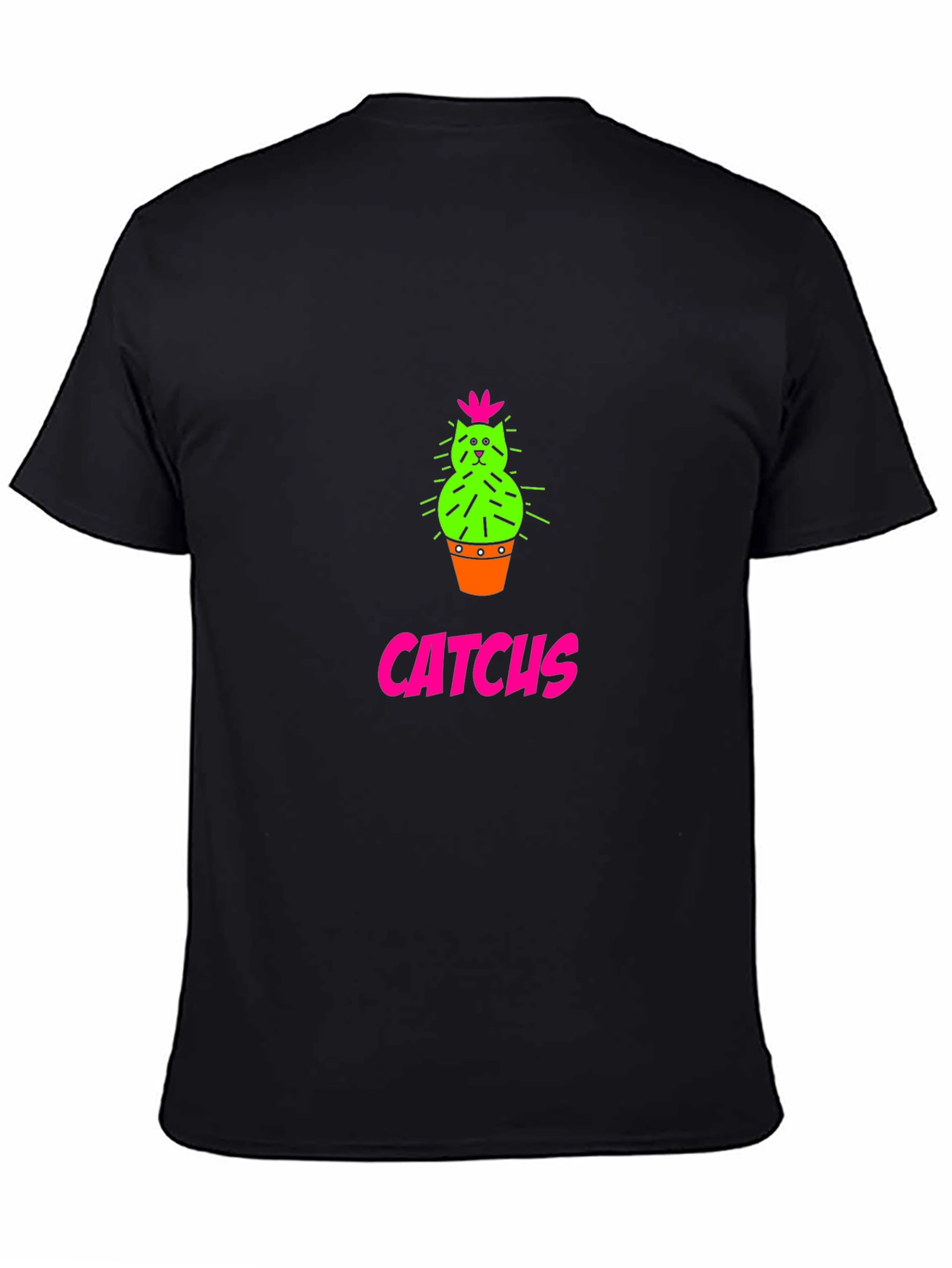 CATCHUS Cactus Cat Graphic T-Shirt - Black