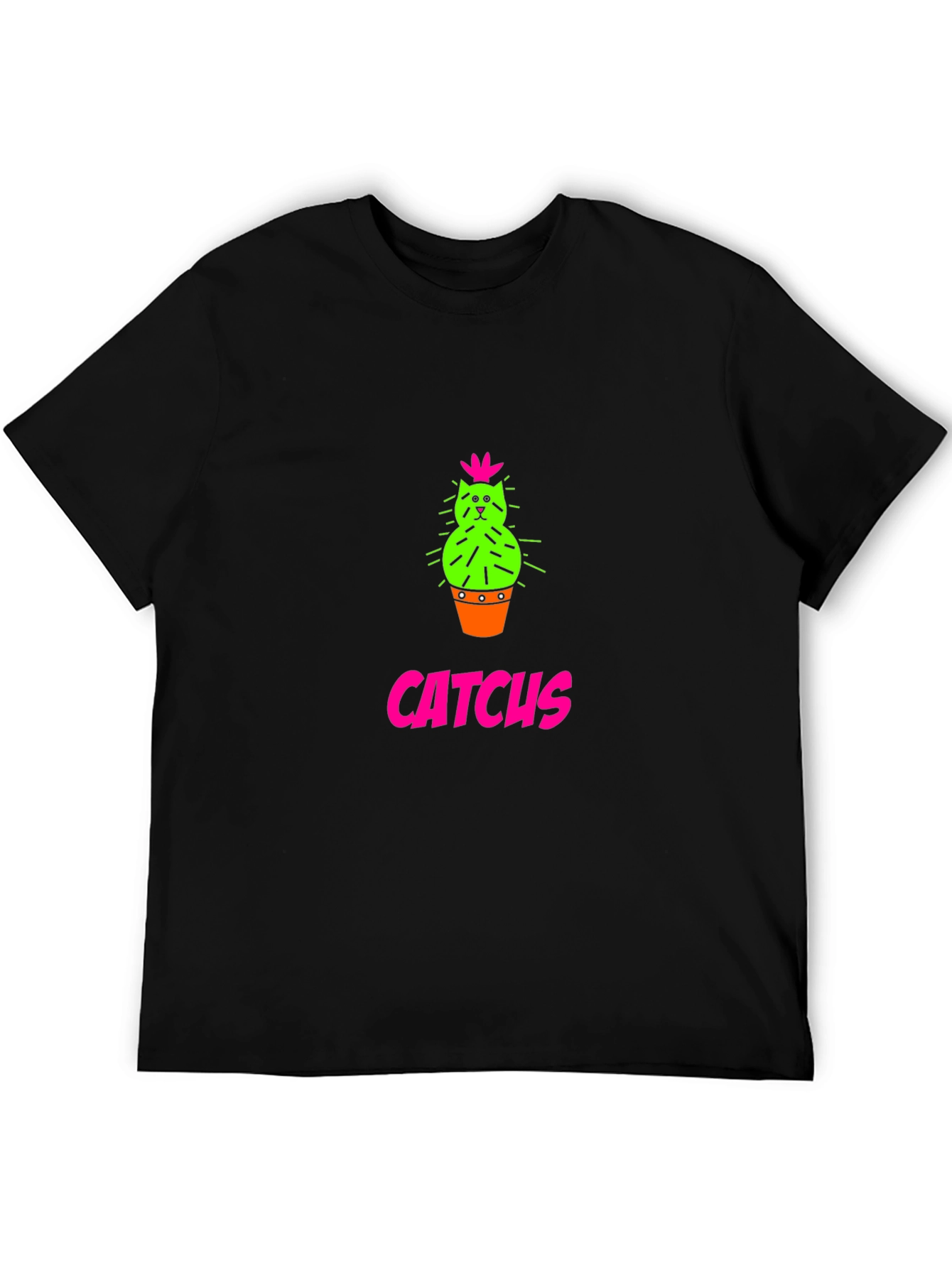 CATCHUS Cactus Cat Graphic T-Shirt - Black