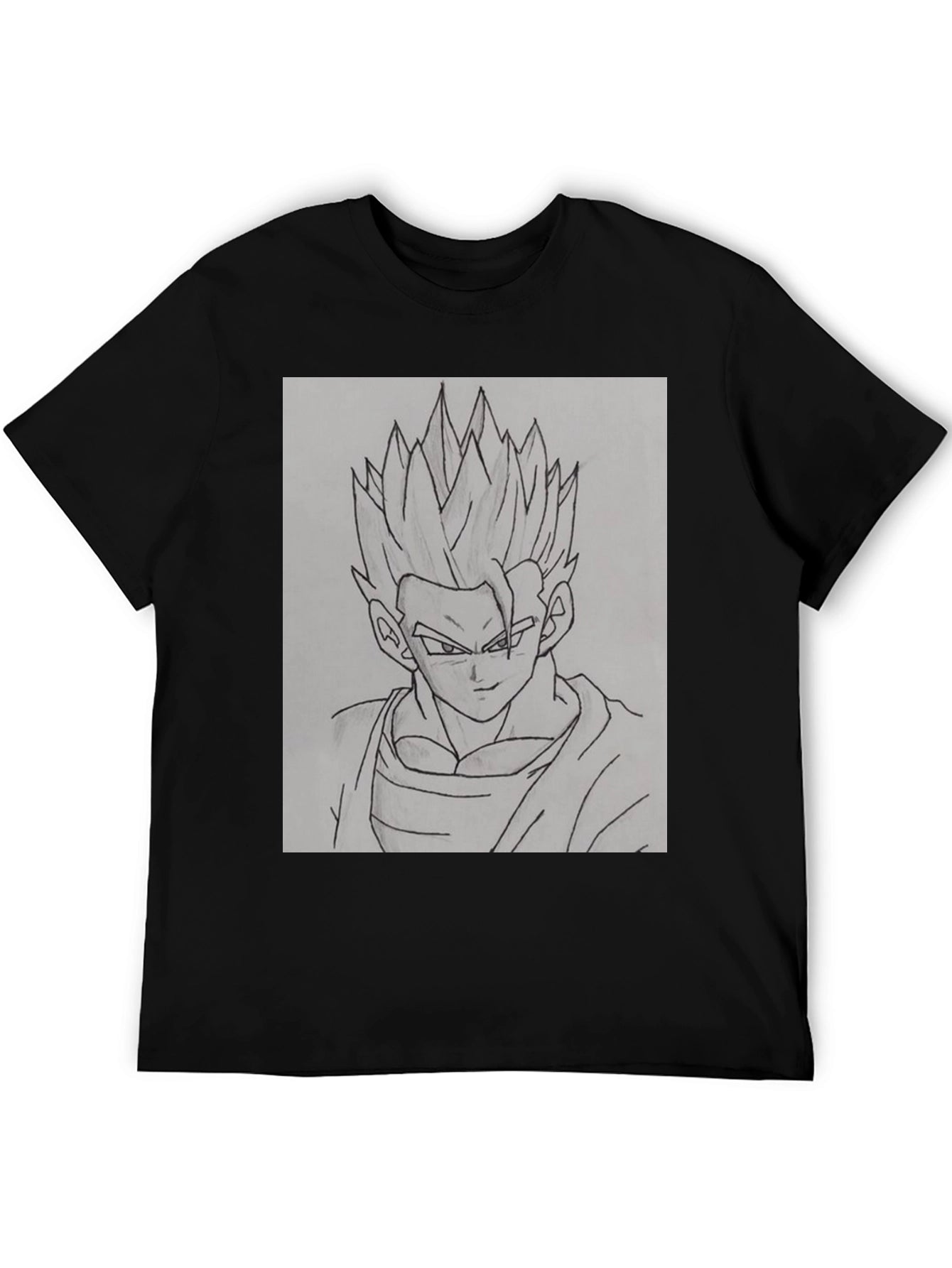 Anime Character Sketch Black T-Shirt