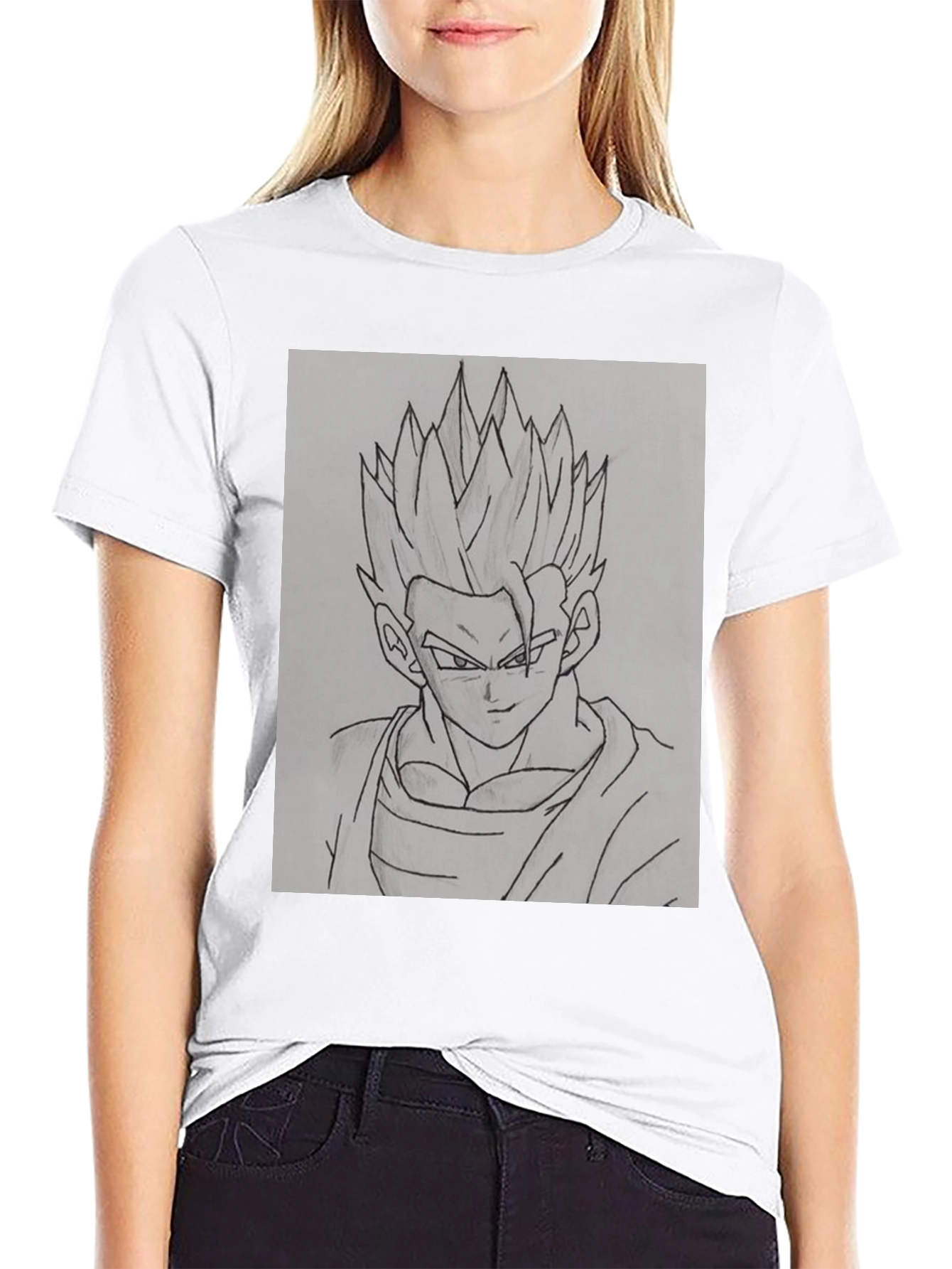 Anime Character Sketch Black T-Shirt
