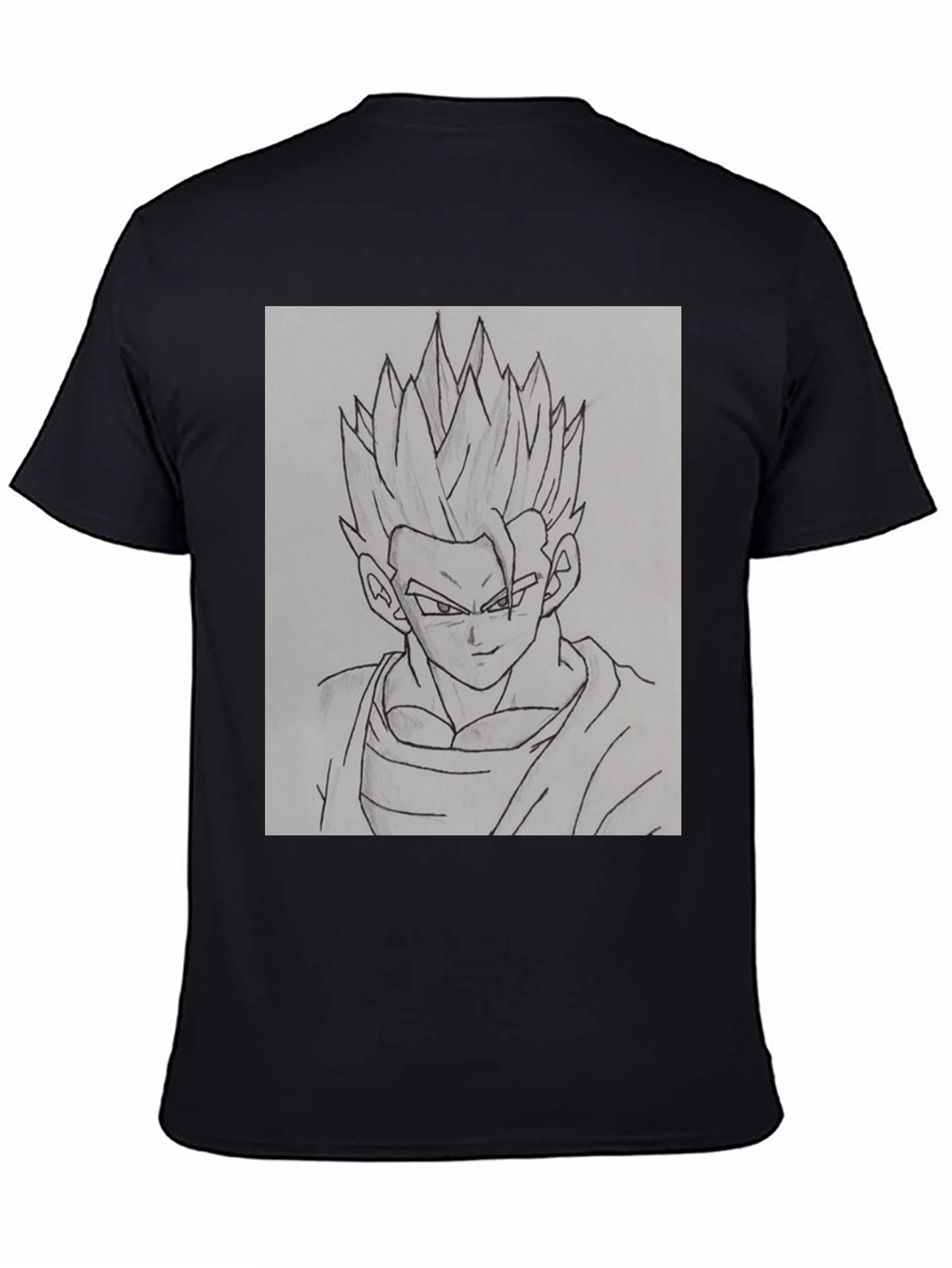Anime Character Sketch Black T-Shirt