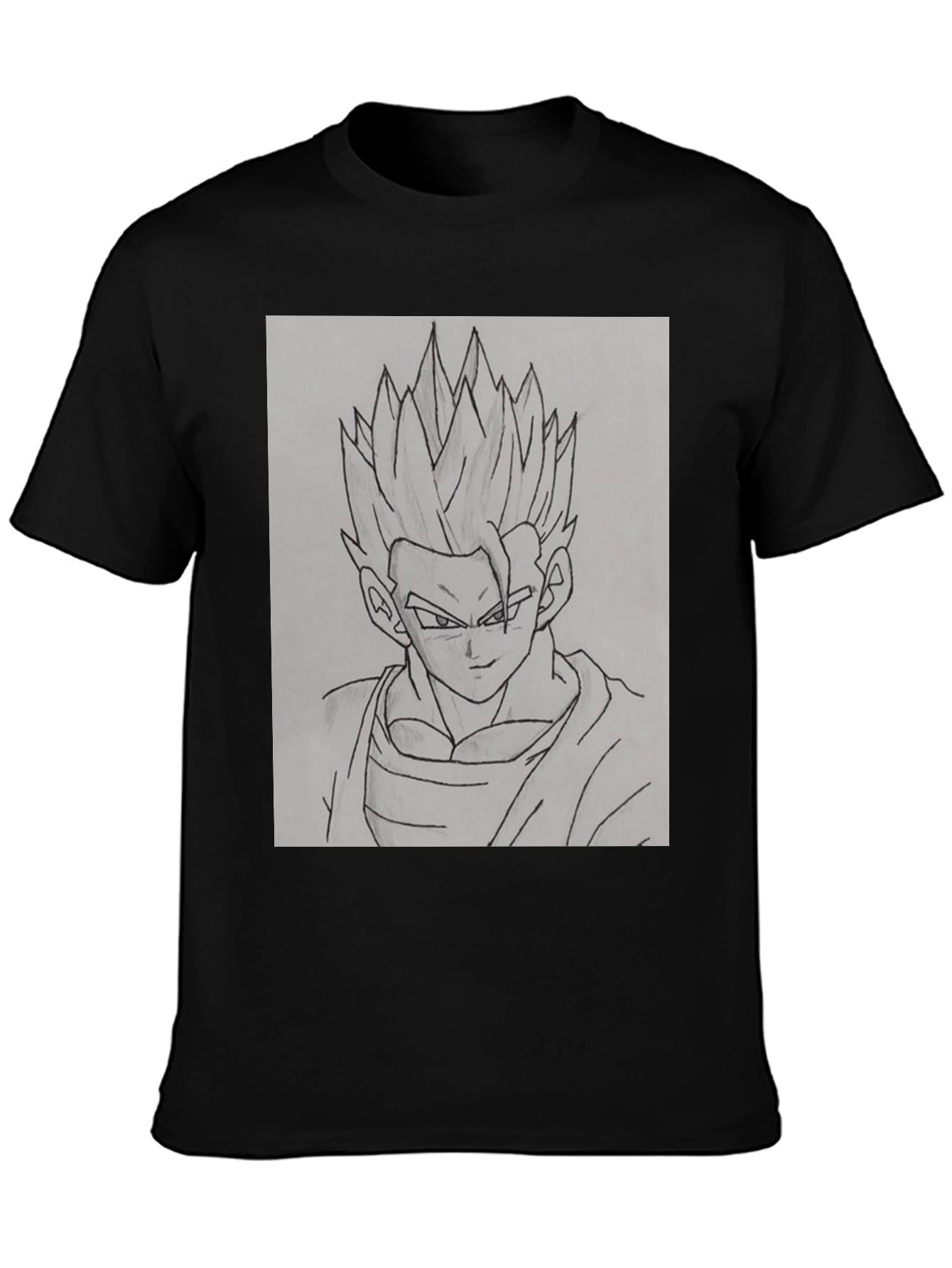 Anime Character Sketch Black T-Shirt