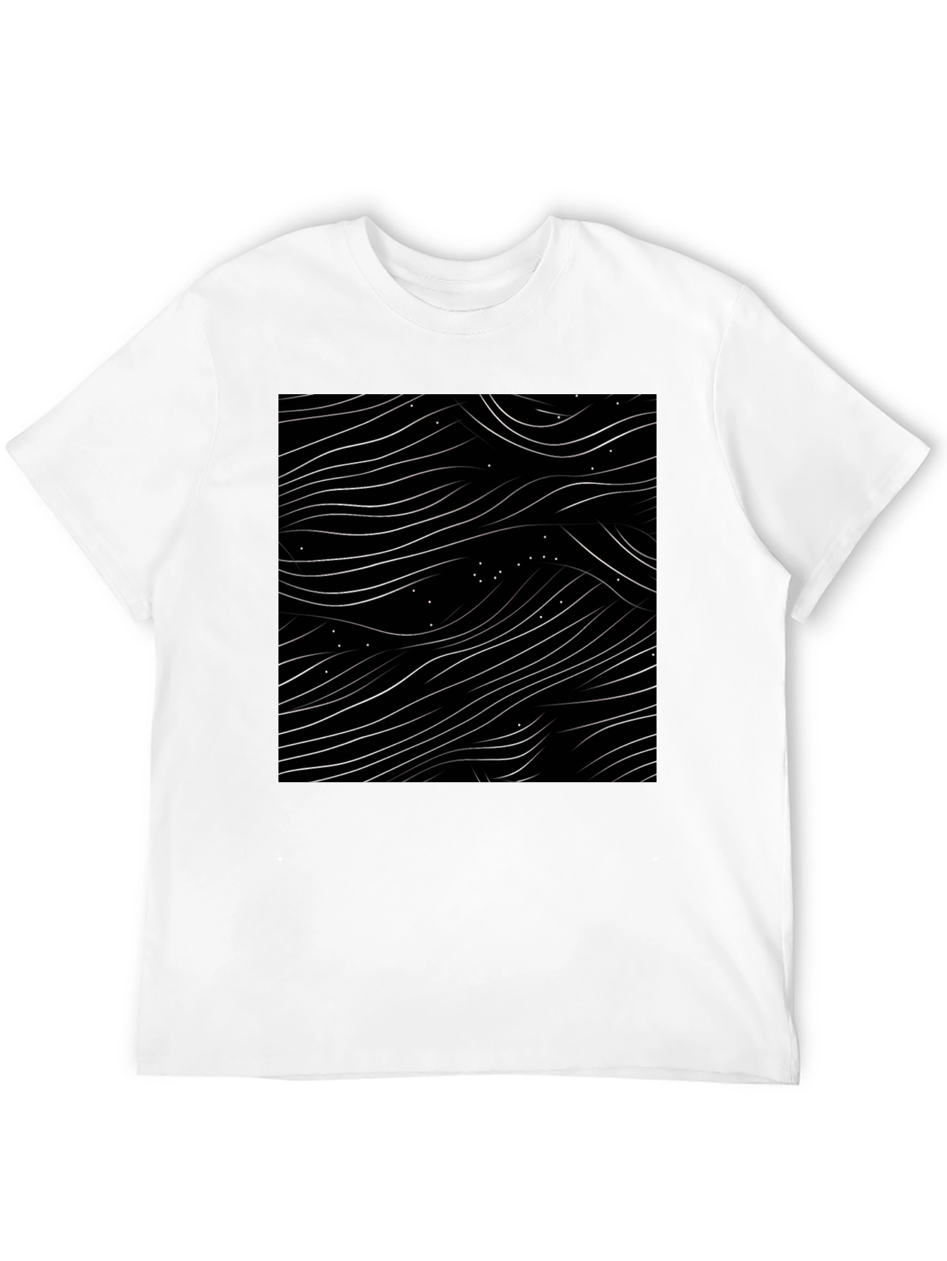 Abstract Wave Pattern Black T-Shirt