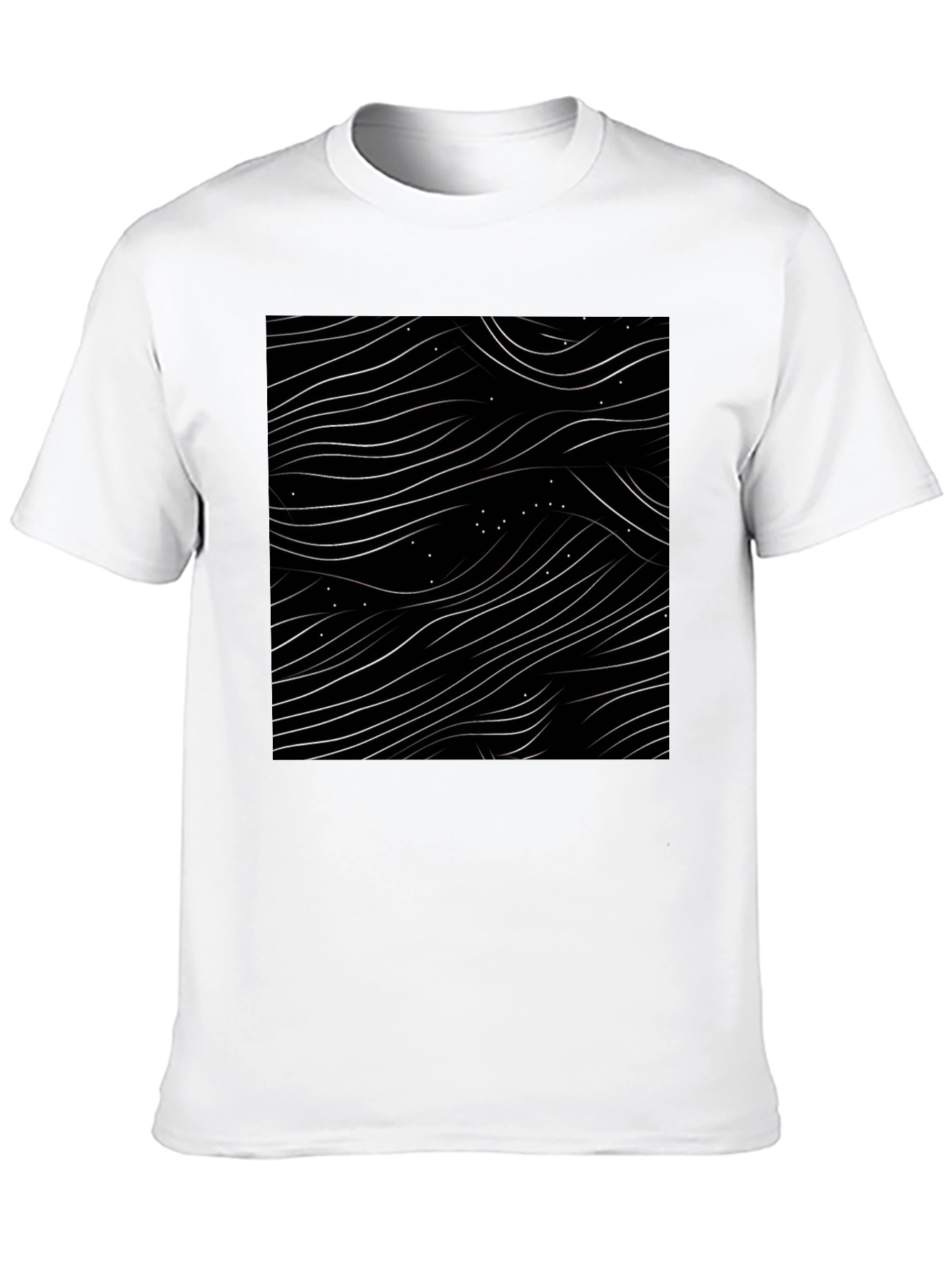 Abstract Wave Pattern Black T-Shirt