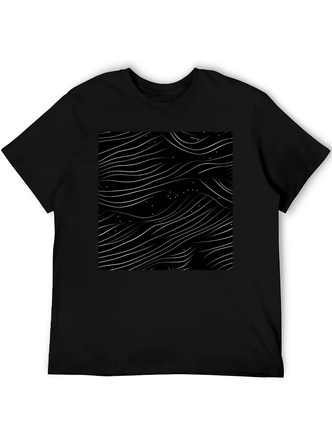 Abstract Wave Pattern Black T-Shirt