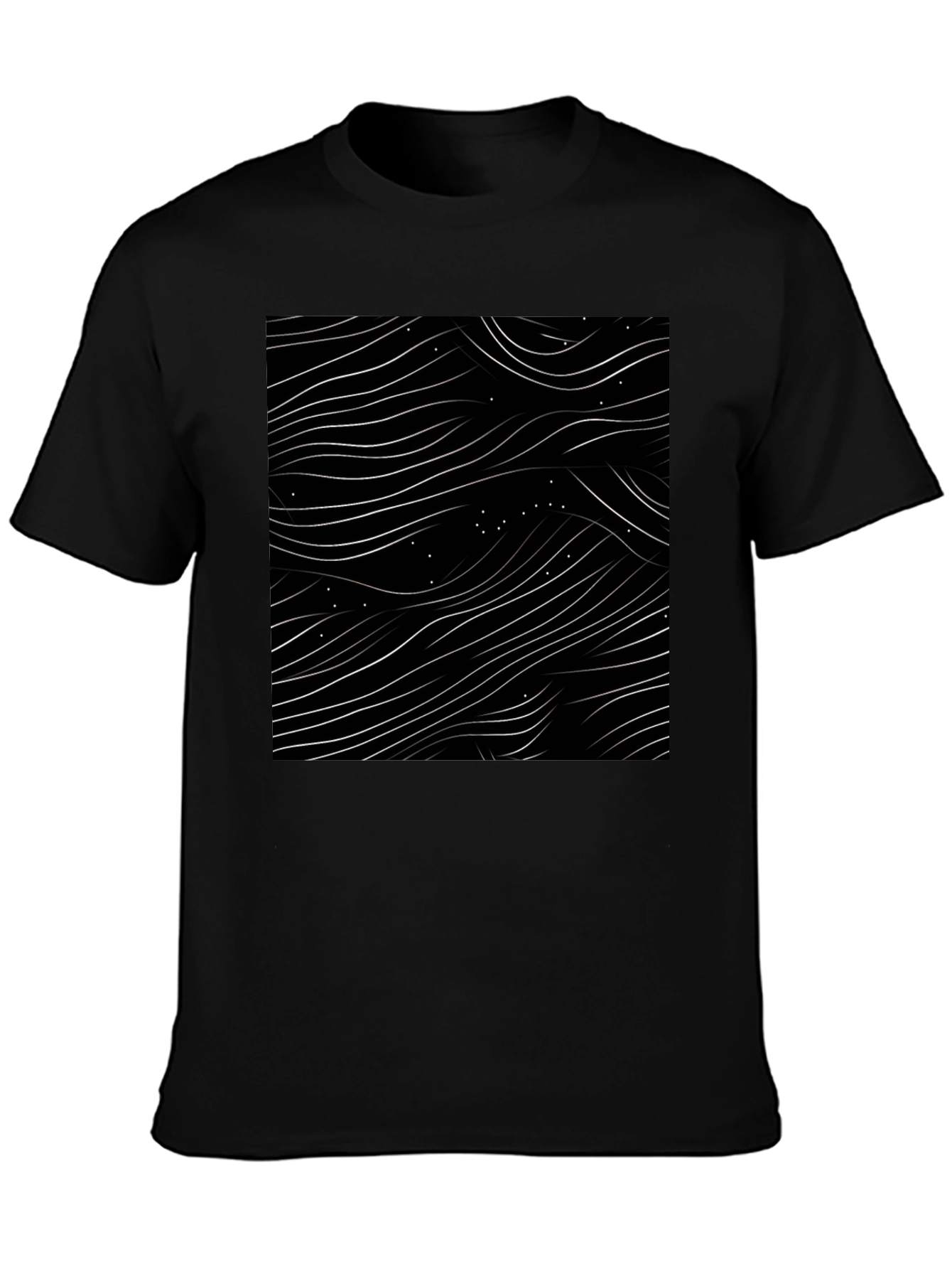 Abstract Wave Pattern Black T-Shirt