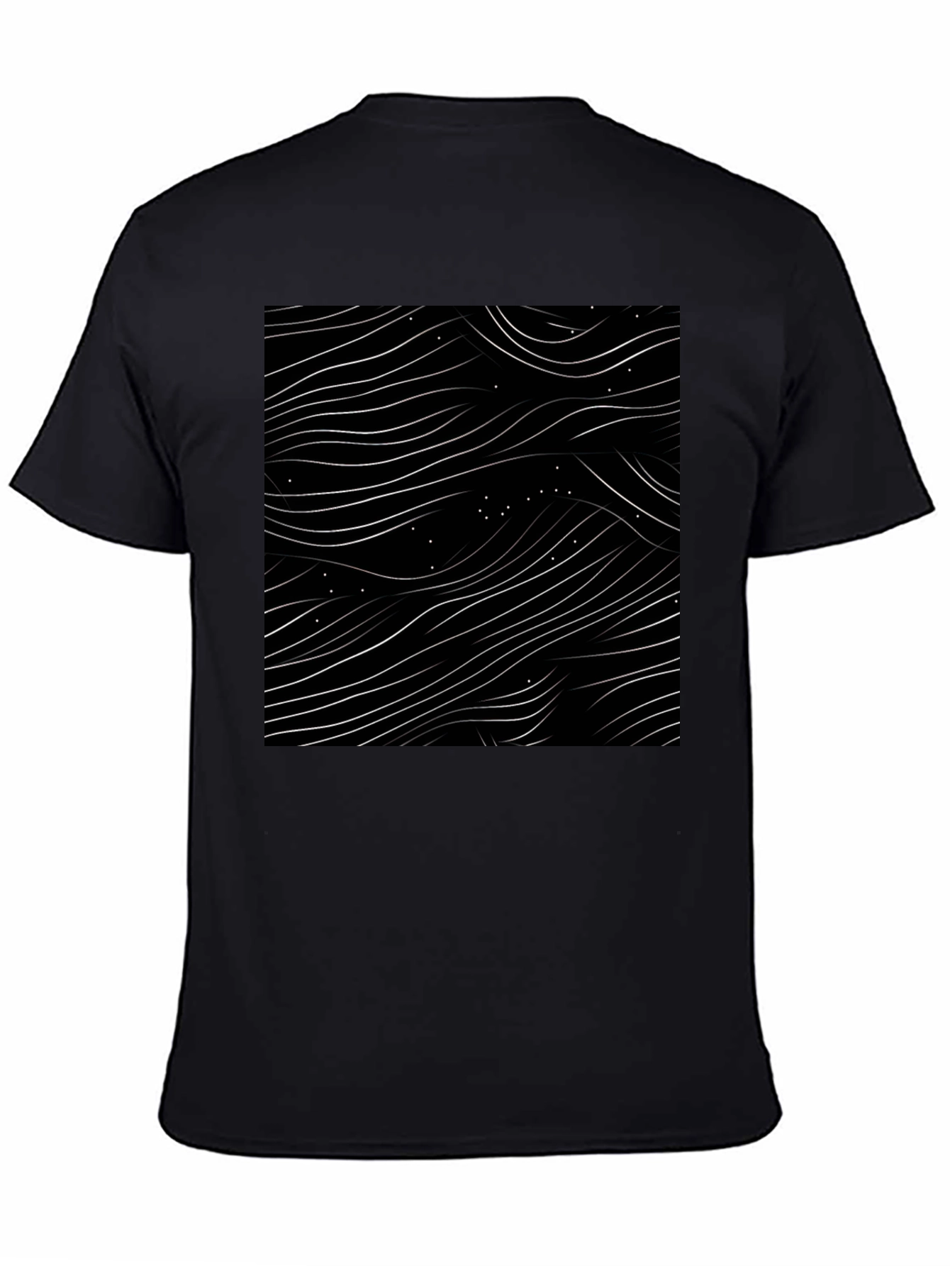 Abstract Wave Pattern Black T-Shirt