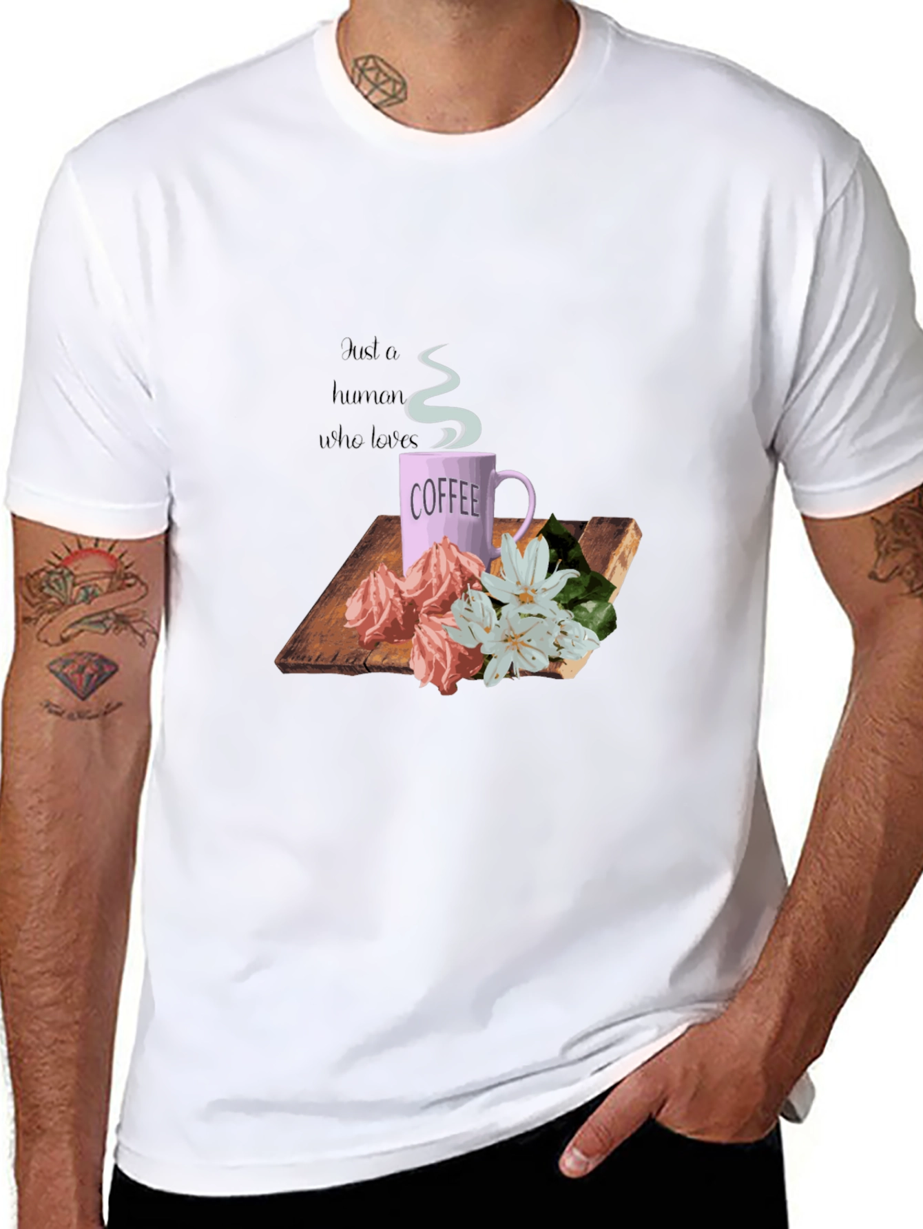 Coffee Lover T-Shirt - Floral Design