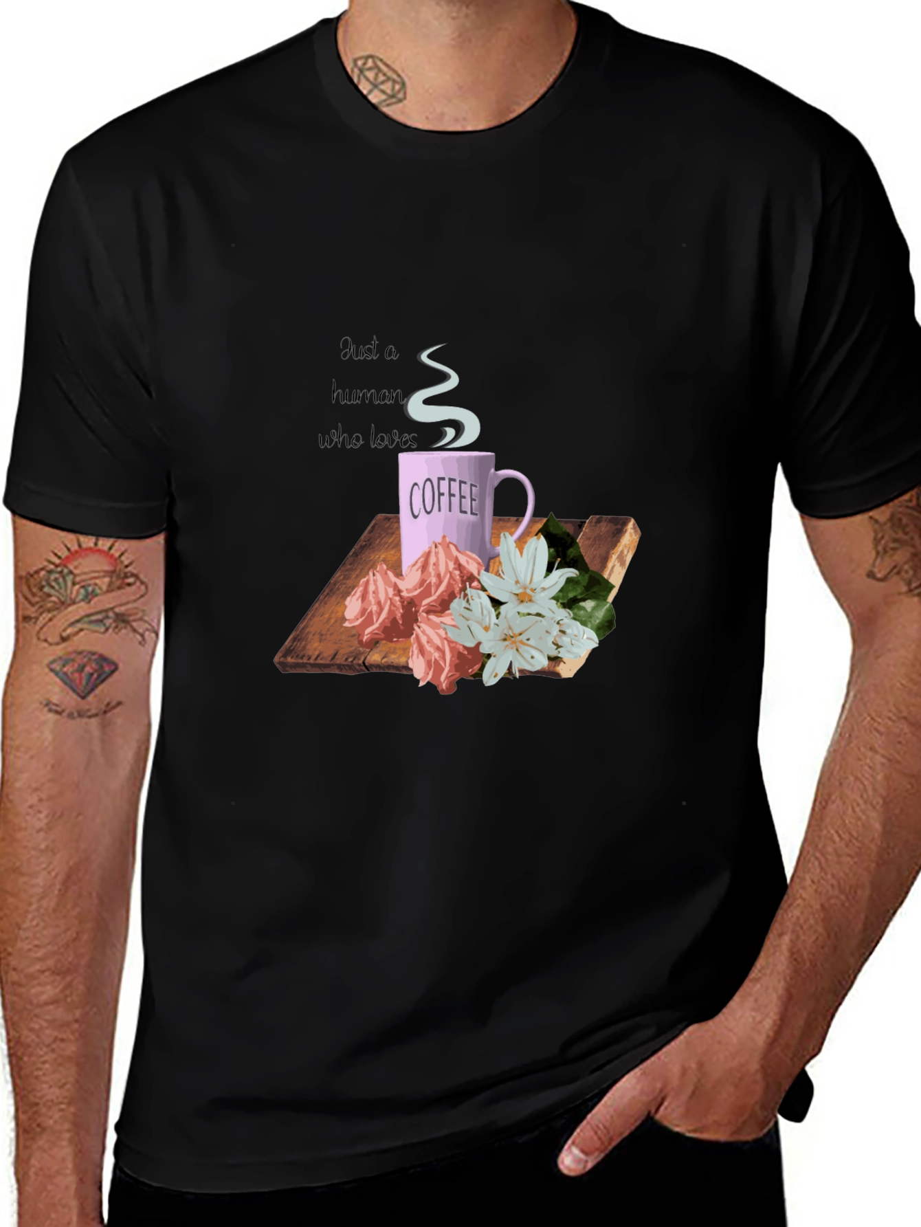 Coffee Lover T-Shirt - Floral Design